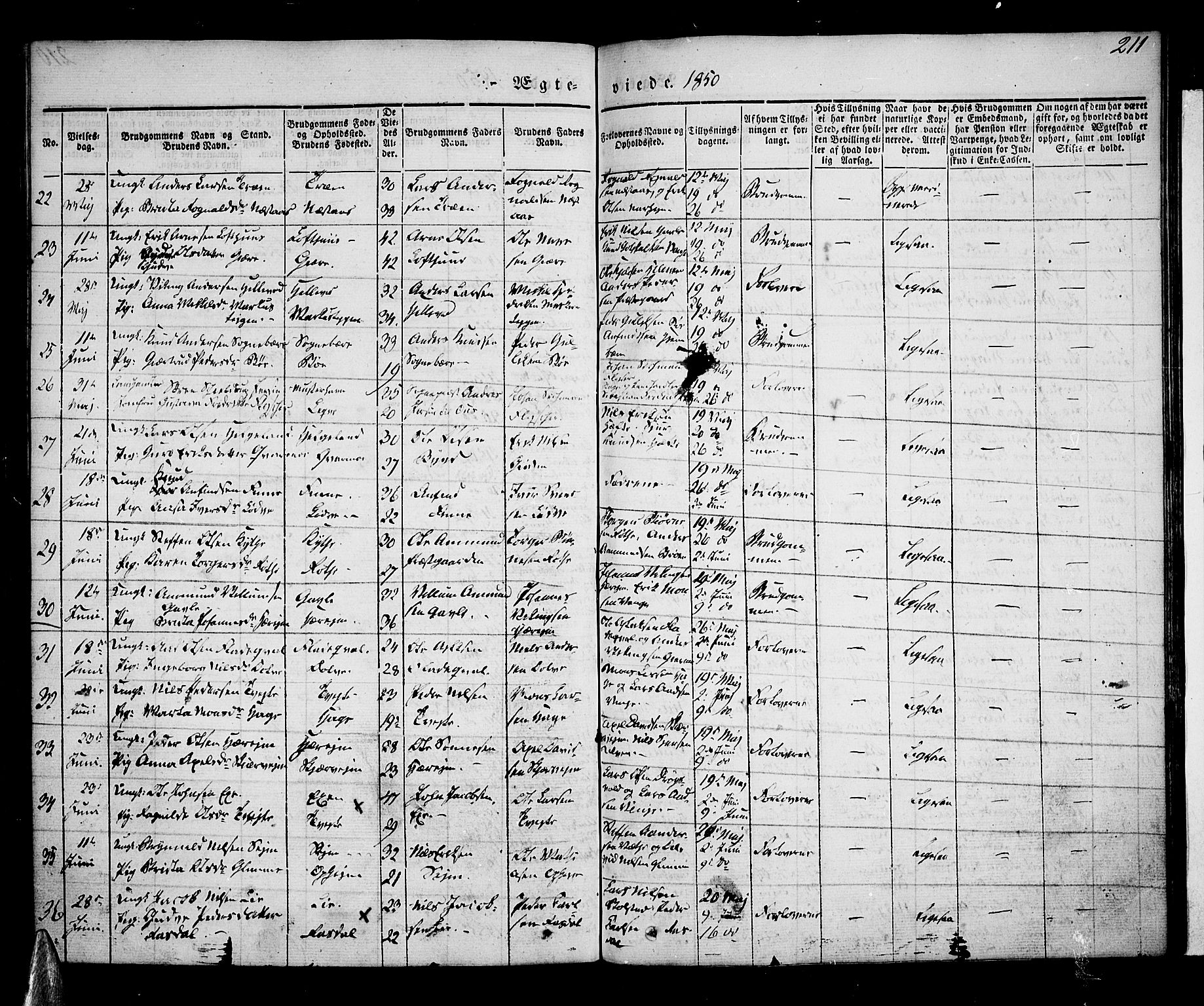 Voss sokneprestembete, SAB/A-79001/H/Haa: Parish register (official) no. A 13, 1836-1851, p. 211