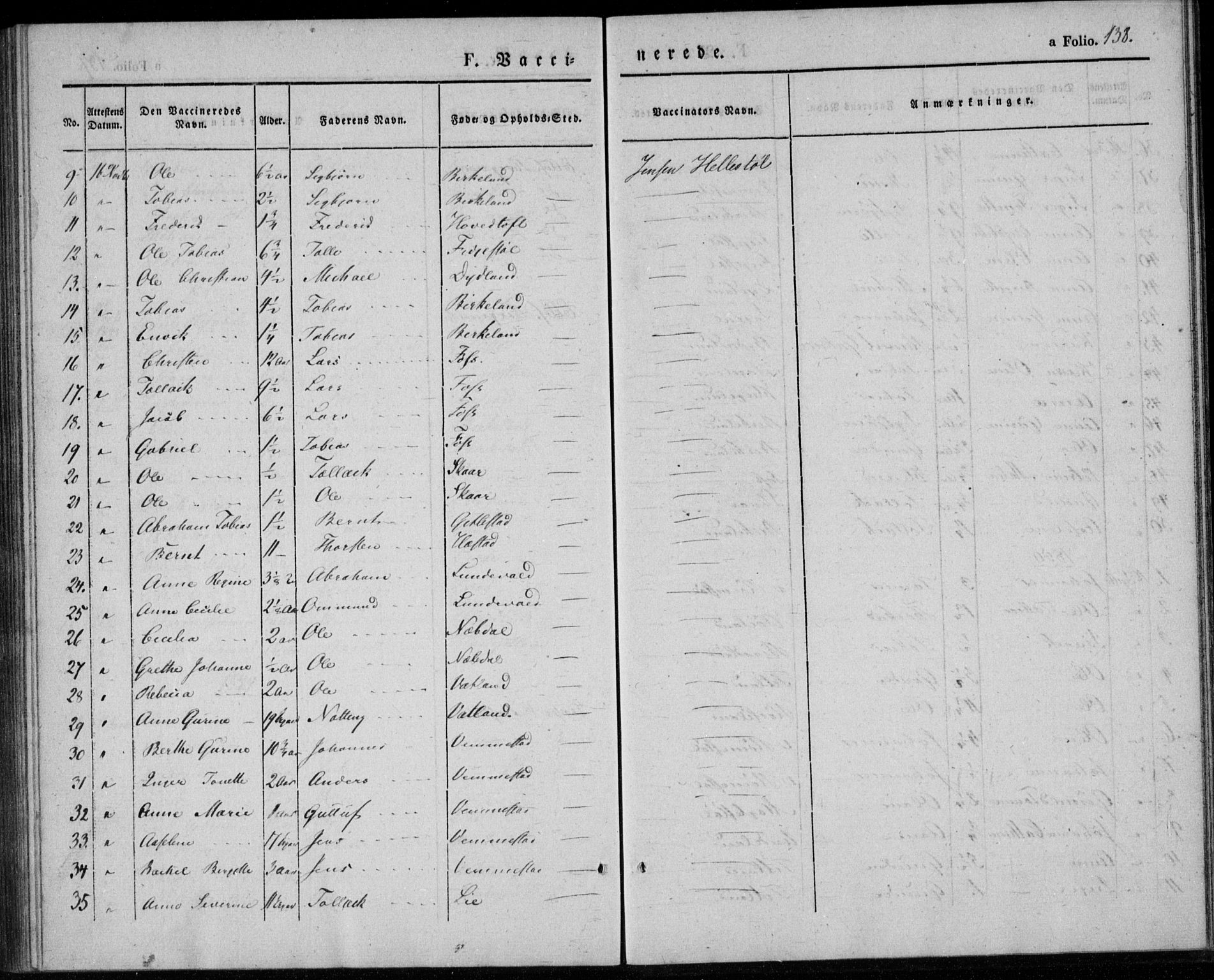 Lyngdal sokneprestkontor, AV/SAK-1111-0029/F/Fa/Fab/L0001: Parish register (official) no. A 1, 1838-1860, p. 138