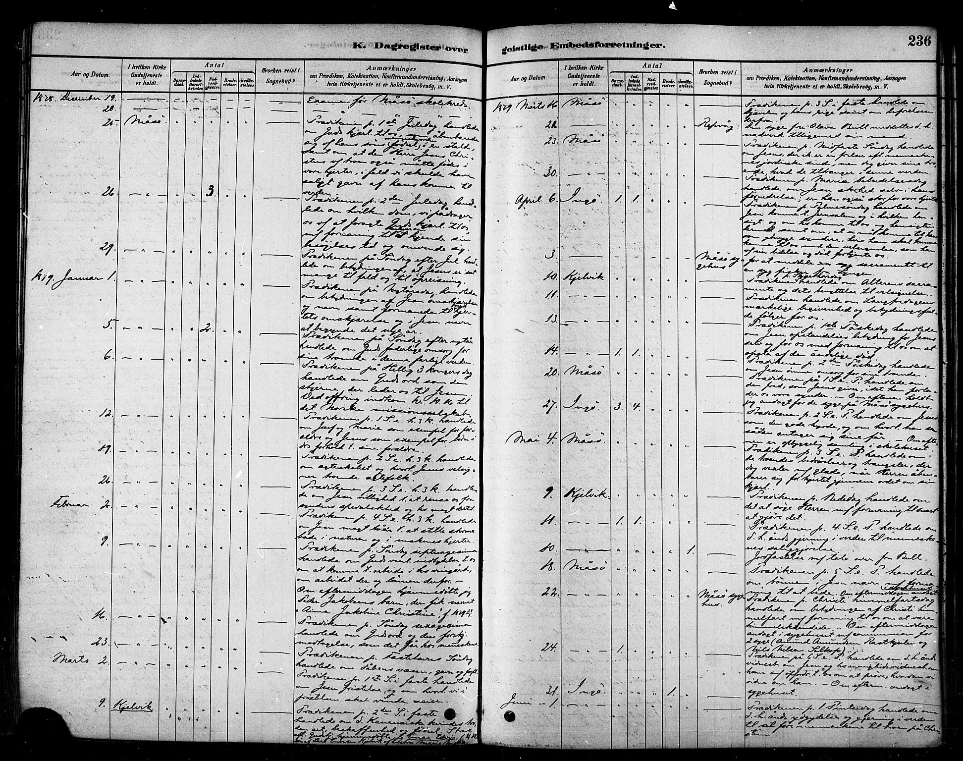 Måsøy sokneprestkontor, SATØ/S-1348/H/Ha/L0004kirke: Parish register (official) no. 4, 1878-1891, p. 236