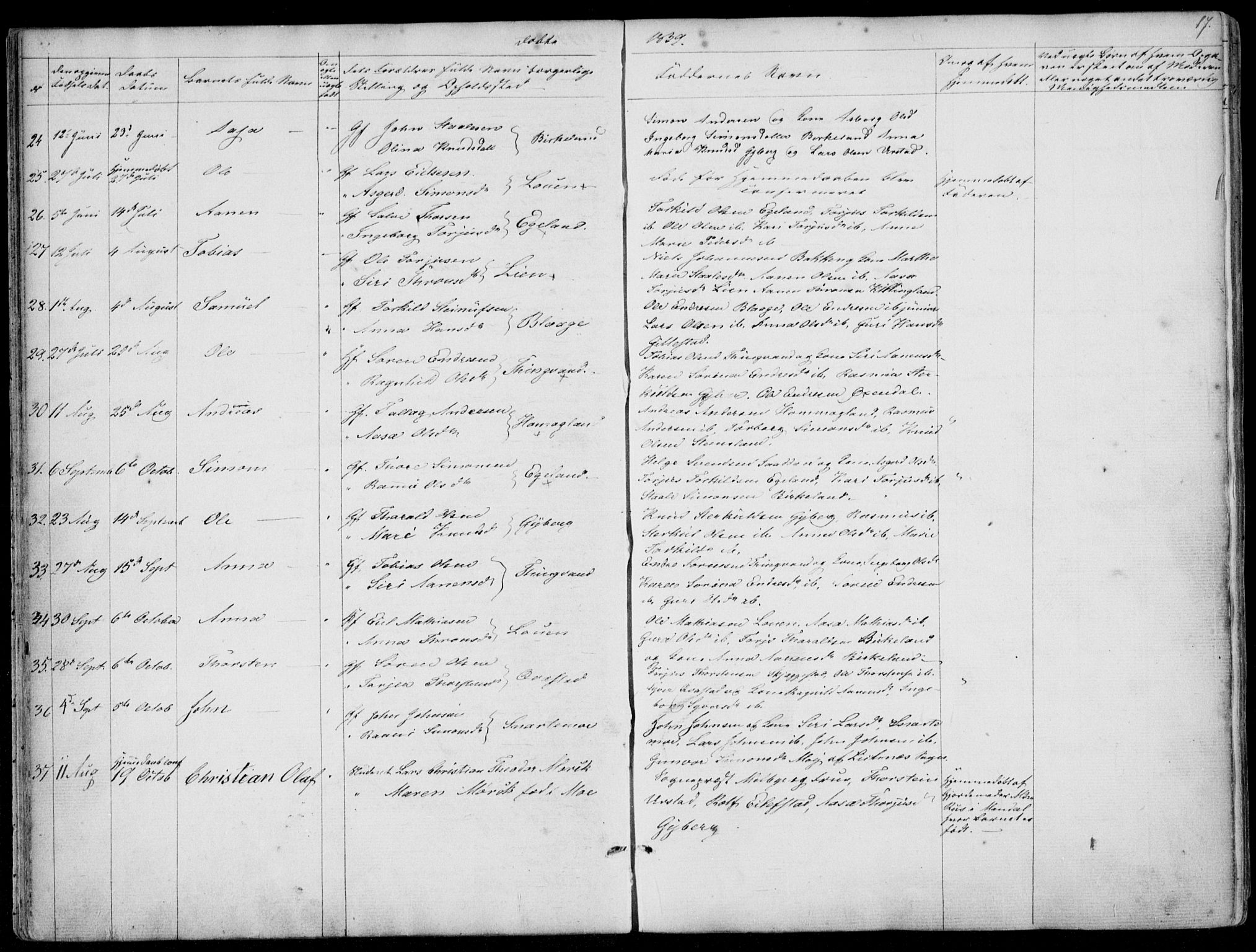 Hægebostad sokneprestkontor, AV/SAK-1111-0024/F/Fa/Faa/L0004: Parish register (official) no. A 4, 1834-1864, p. 17