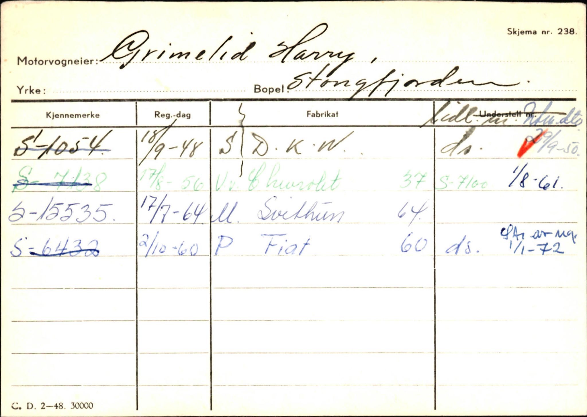 Statens vegvesen, Sogn og Fjordane vegkontor, AV/SAB-A-5301/4/F/L0132: Eigarregister Askvoll A-Å. Balestrand A-Å, 1945-1975, p. 429