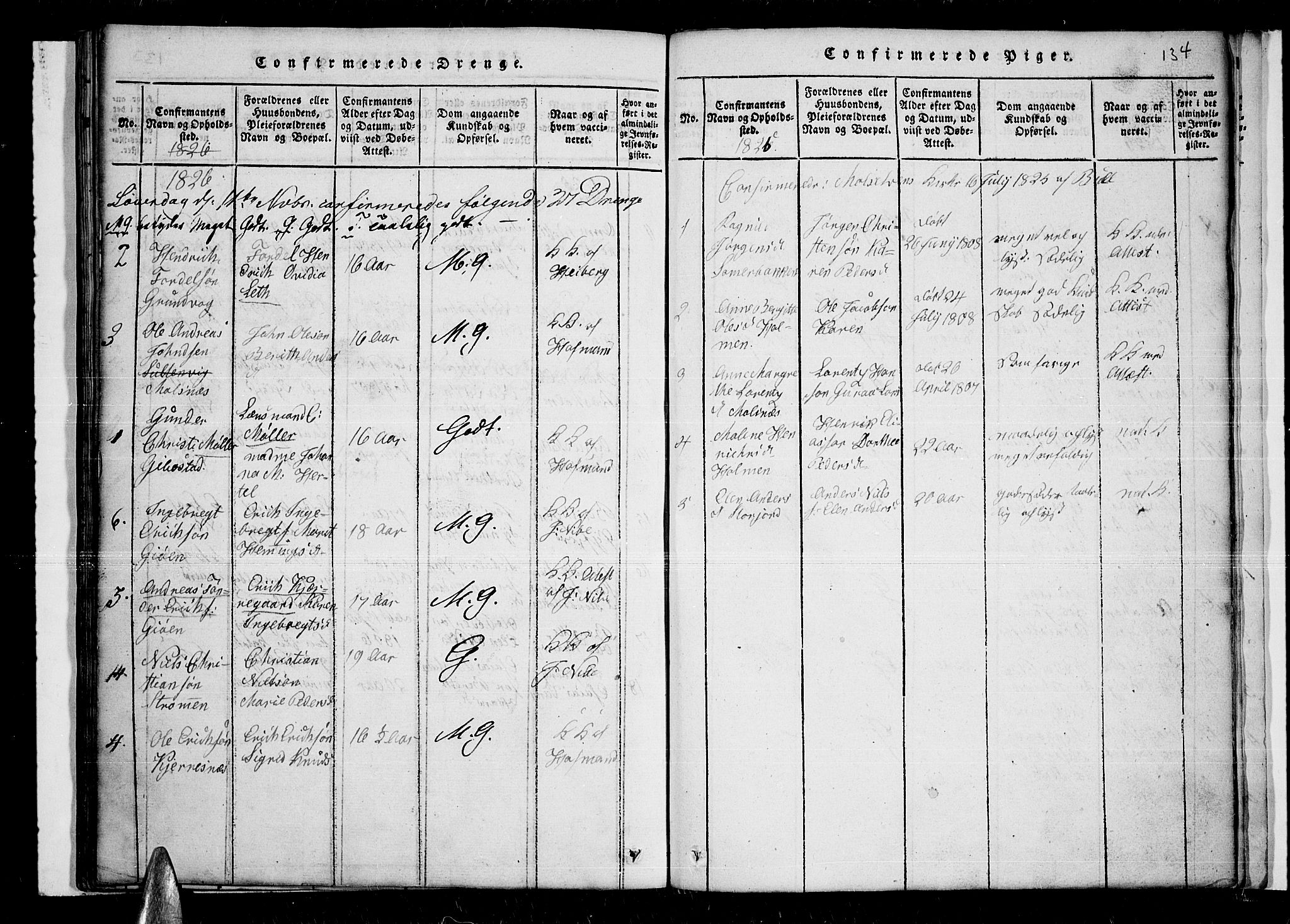 Lenvik sokneprestembete, SATØ/S-1310/H/Ha/Haa/L0003kirke: Parish register (official) no. 3, 1820-1831, p. 134