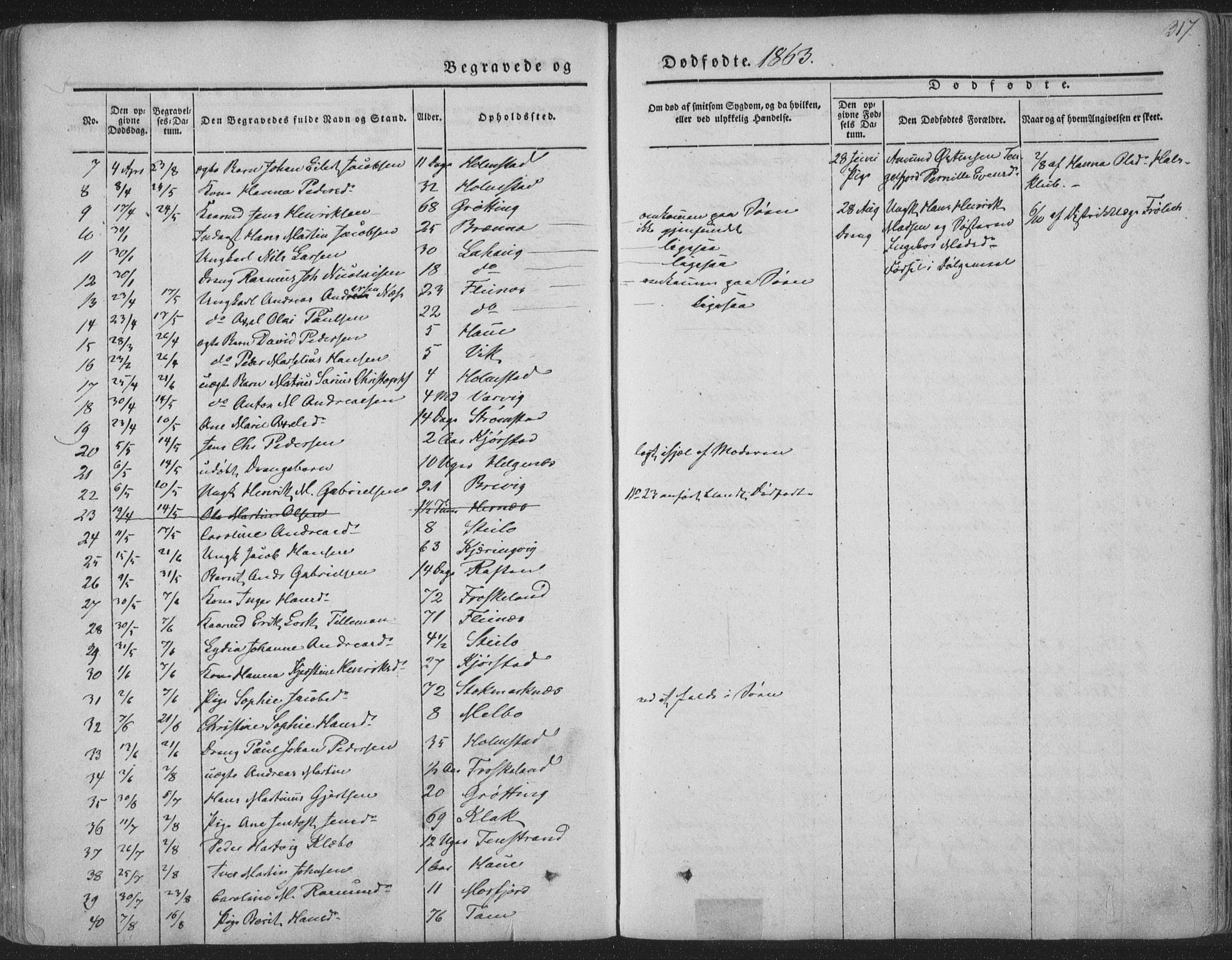 Ministerialprotokoller, klokkerbøker og fødselsregistre - Nordland, AV/SAT-A-1459/888/L1241: Parish register (official) no. 888A07, 1849-1869, p. 317