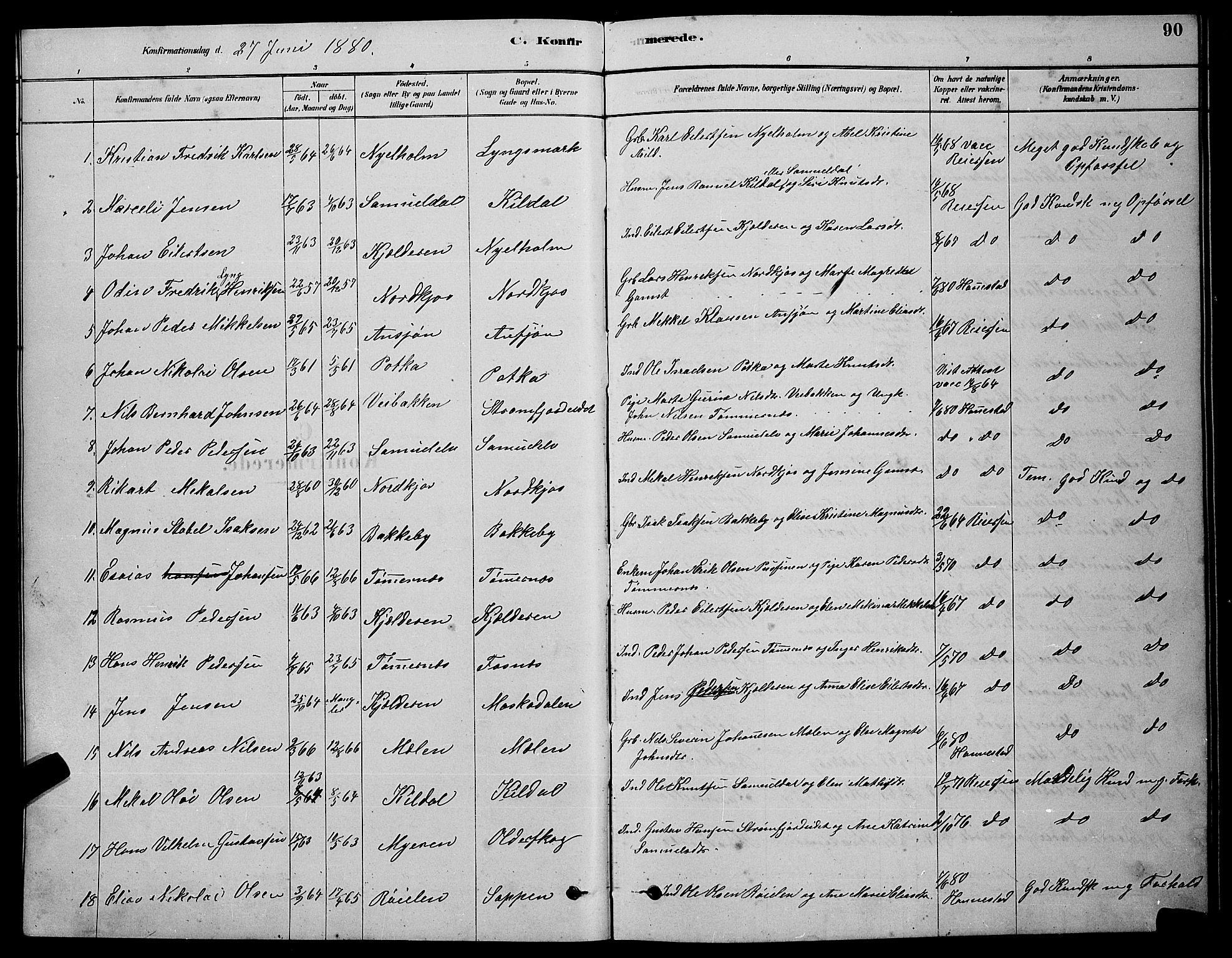 Skjervøy sokneprestkontor, SATØ/S-1300/H/Ha/Hab/L0020klokker: Parish register (copy) no. 20, 1878-1892, p. 90