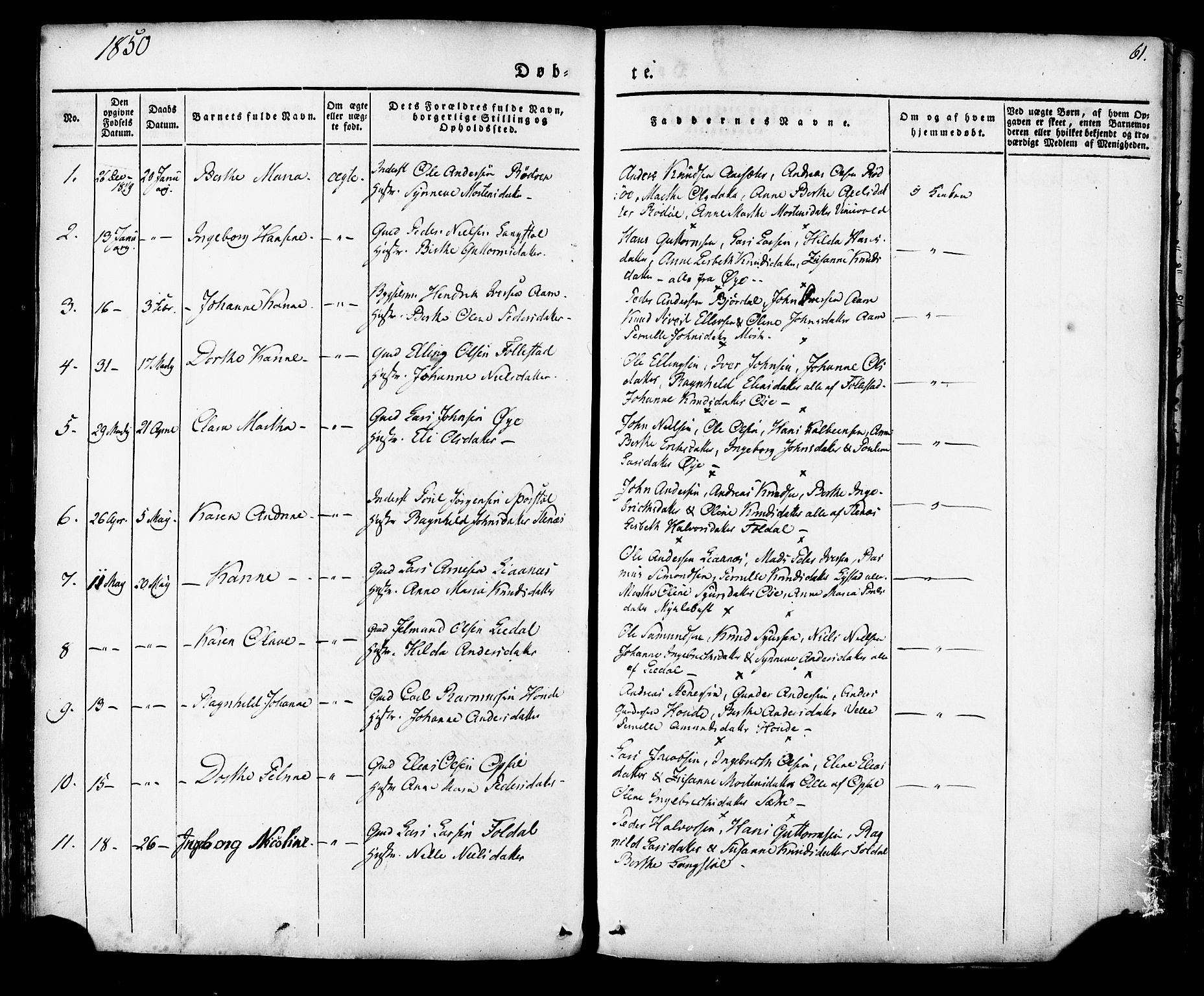 Ministerialprotokoller, klokkerbøker og fødselsregistre - Møre og Romsdal, SAT/A-1454/513/L0174: Parish register (official) no. 513A01, 1831-1855, p. 61