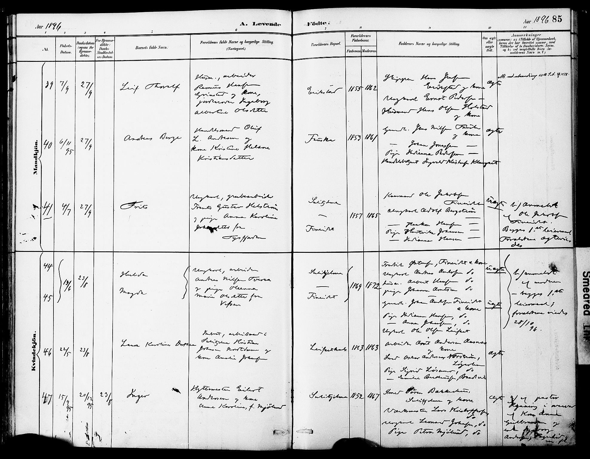 Ministerialprotokoller, klokkerbøker og fødselsregistre - Nordland, AV/SAT-A-1459/849/L0690: Parish register (official) no. 849A02, 1890-1897, p. 85