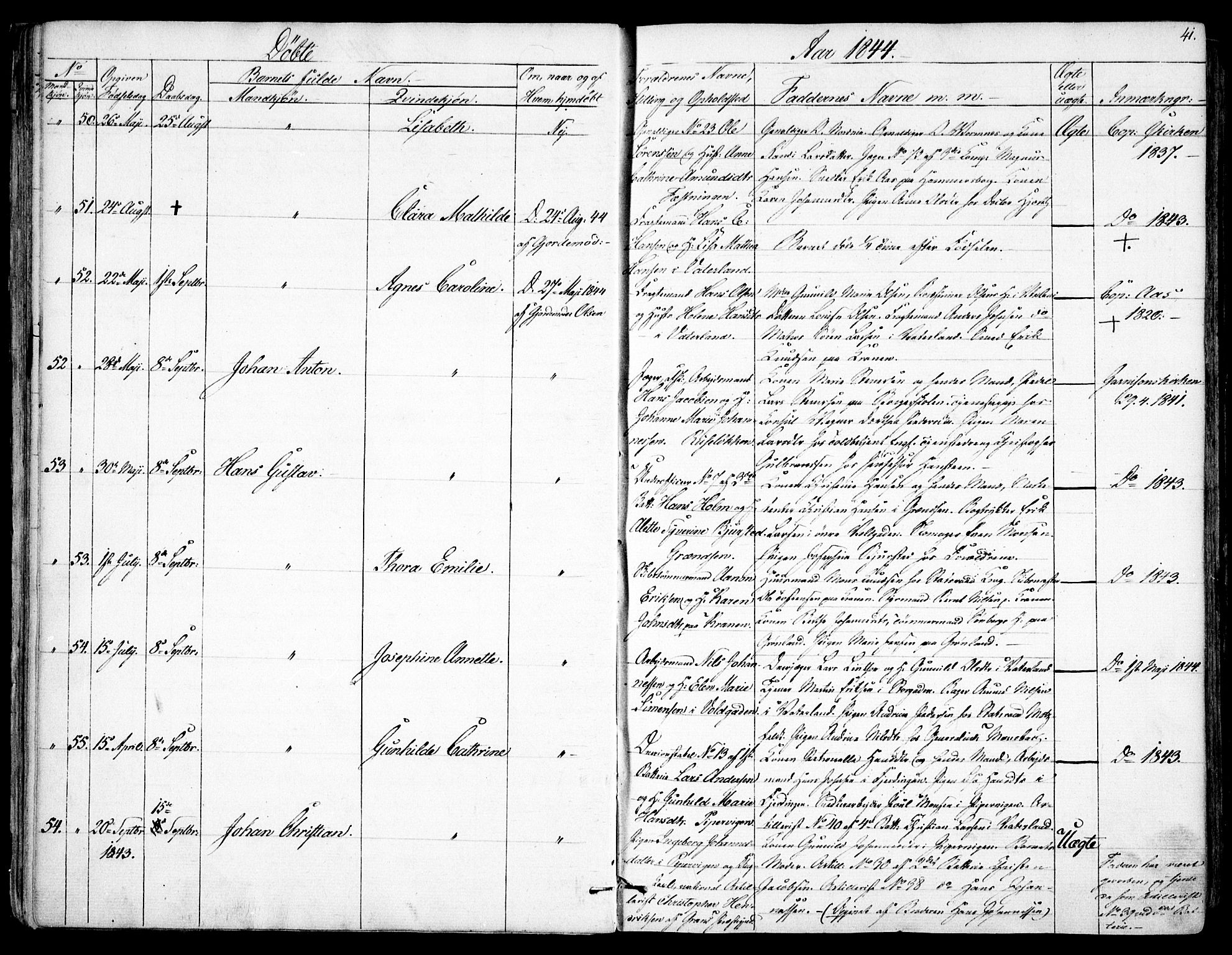 Garnisonsmenigheten Kirkebøker, SAO/A-10846/F/Fa/L0008: Parish register (official) no. 8, 1842-1859, p. 41