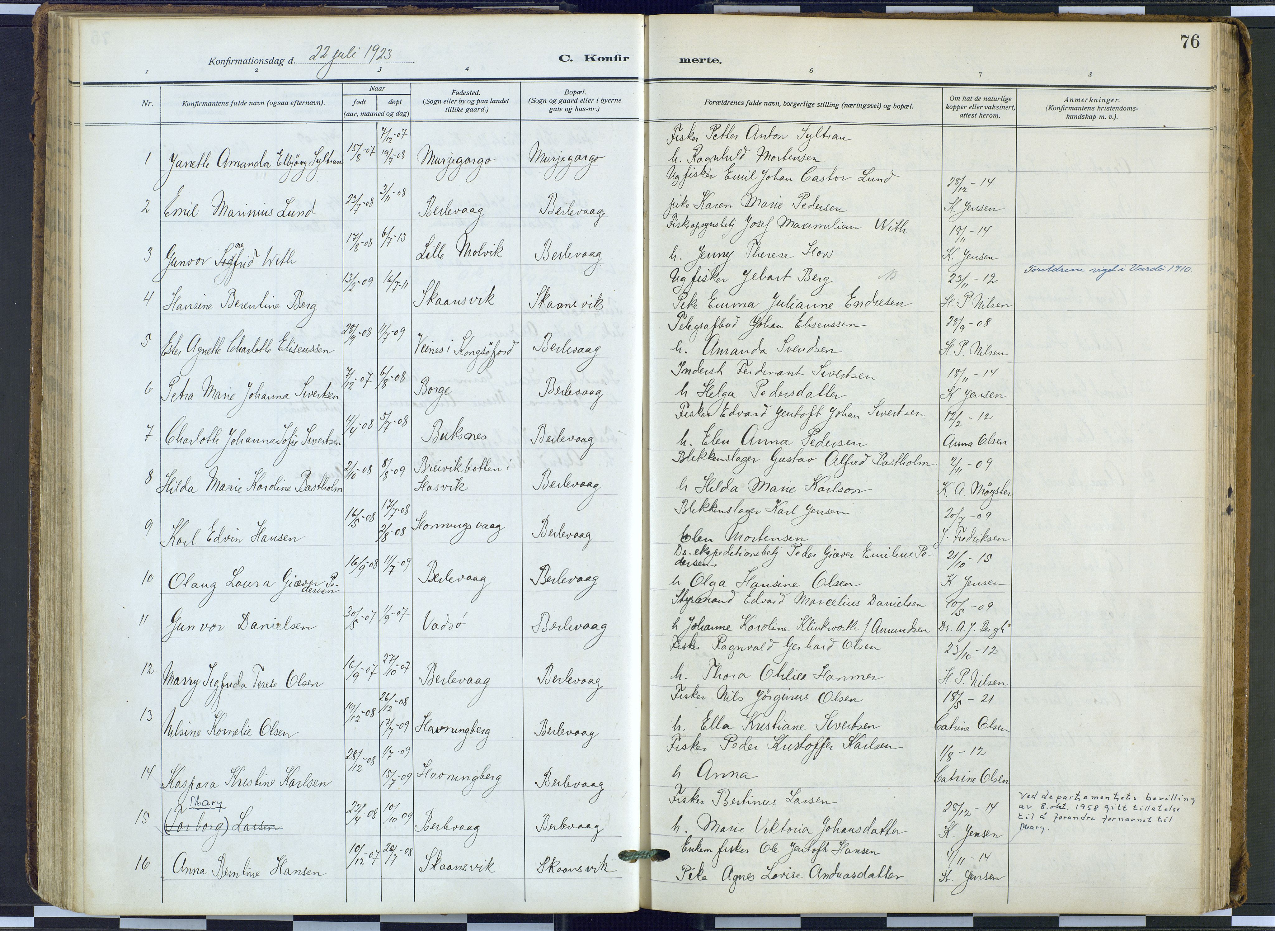 Tana sokneprestkontor, SATØ/S-1334/H/Ha: Parish register (official) no. 9, 1914-1930, p. 76
