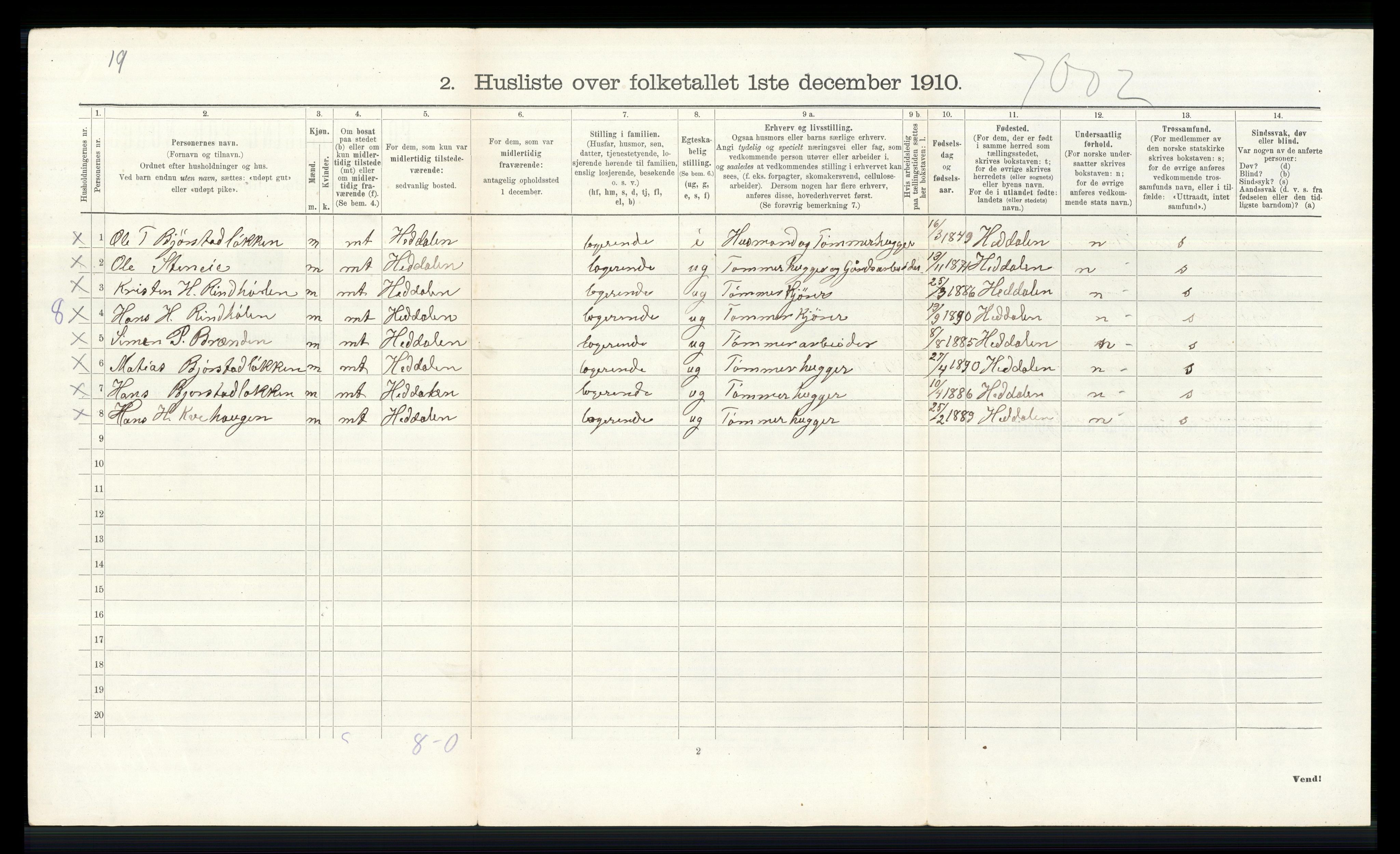 RA, 1910 census for Skjåk, 1910, p. 707