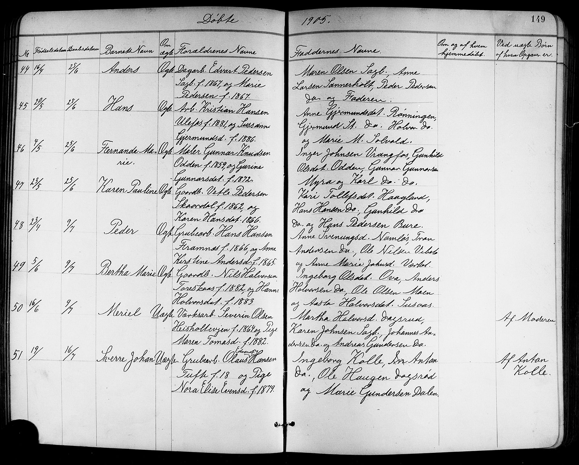 Holla kirkebøker, SAKO/A-272/G/Ga/L0005: Parish register (copy) no. I 5, 1891-1917, p. 149