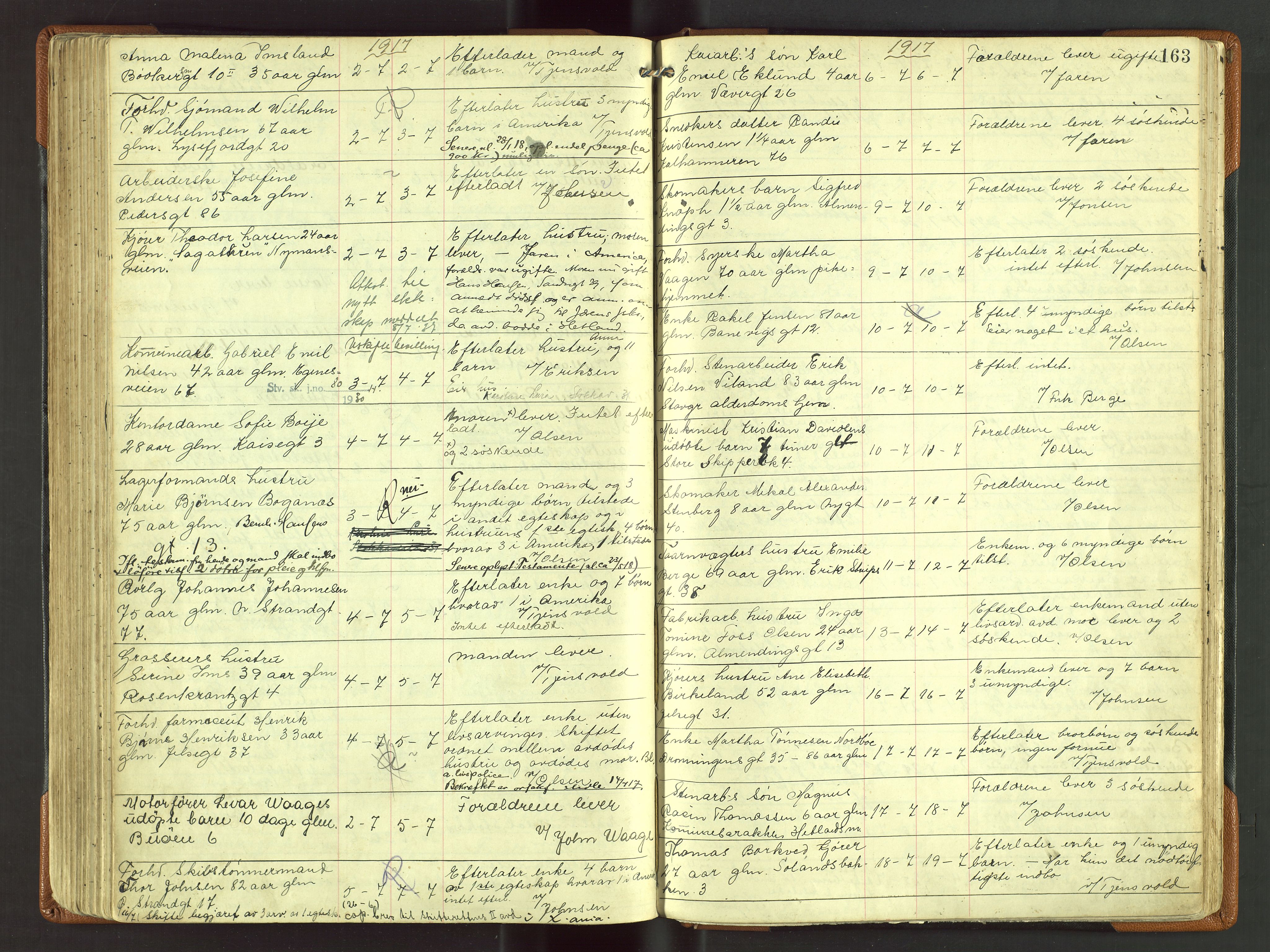 Stavanger skifteforvalter, AV/SAST-A-101412/001/5/52/52B/L0004: Dødsfallsprotokoll, 1910-1918, p. 163