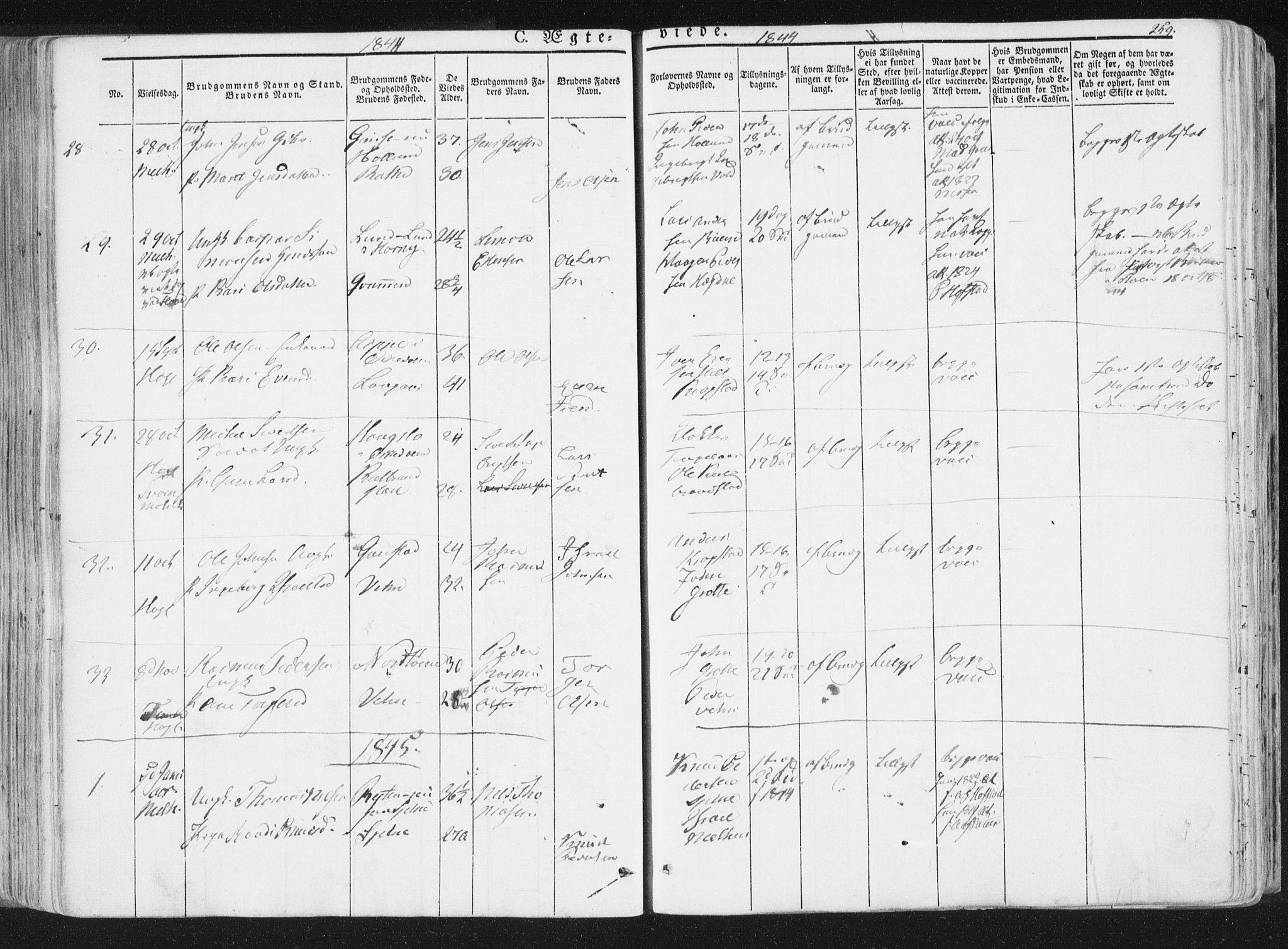 Ministerialprotokoller, klokkerbøker og fødselsregistre - Sør-Trøndelag, AV/SAT-A-1456/691/L1074: Parish register (official) no. 691A06, 1842-1852, p. 259
