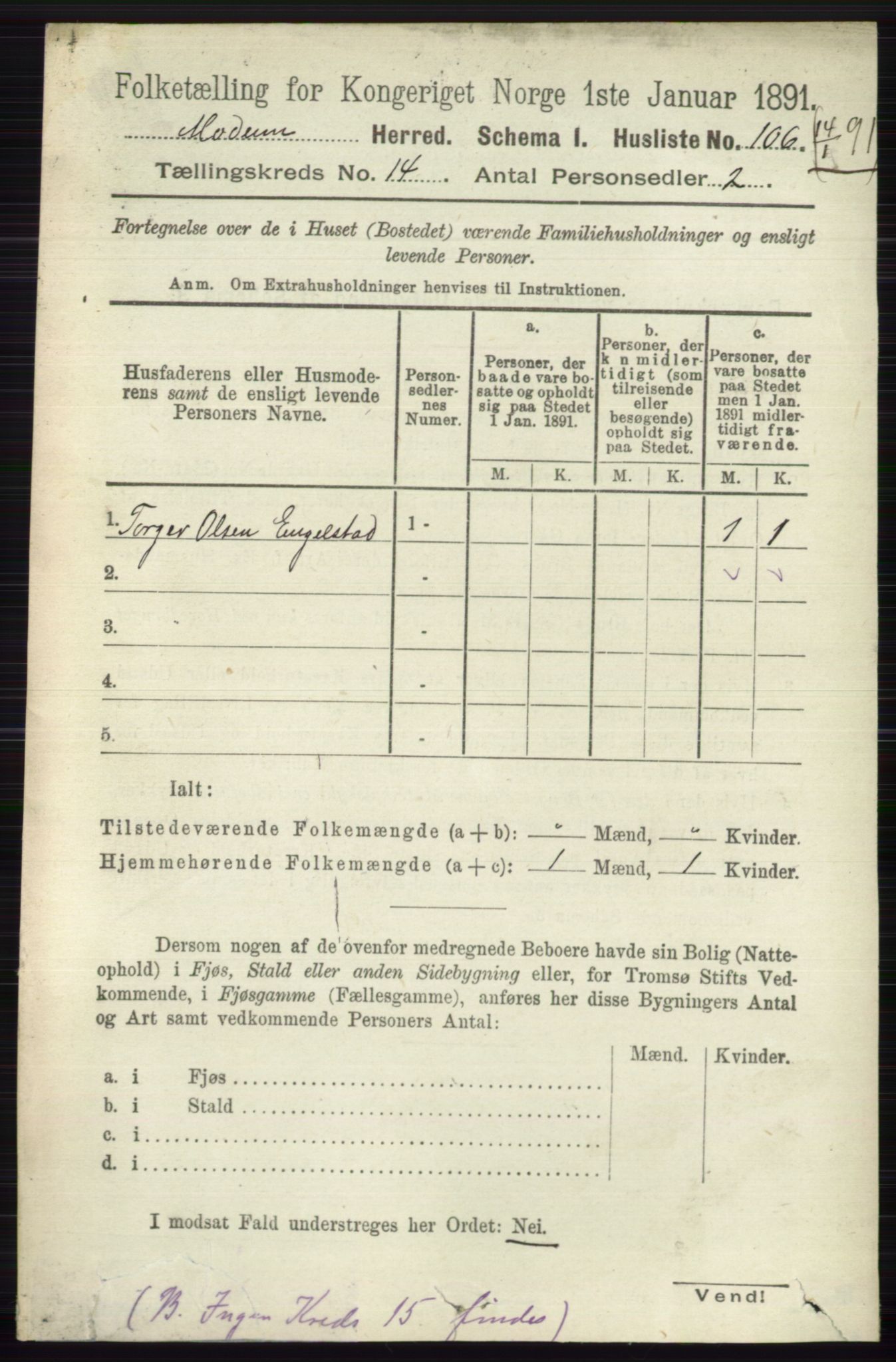 RA, 1891 census for 0623 Modum, 1891, p. 5462