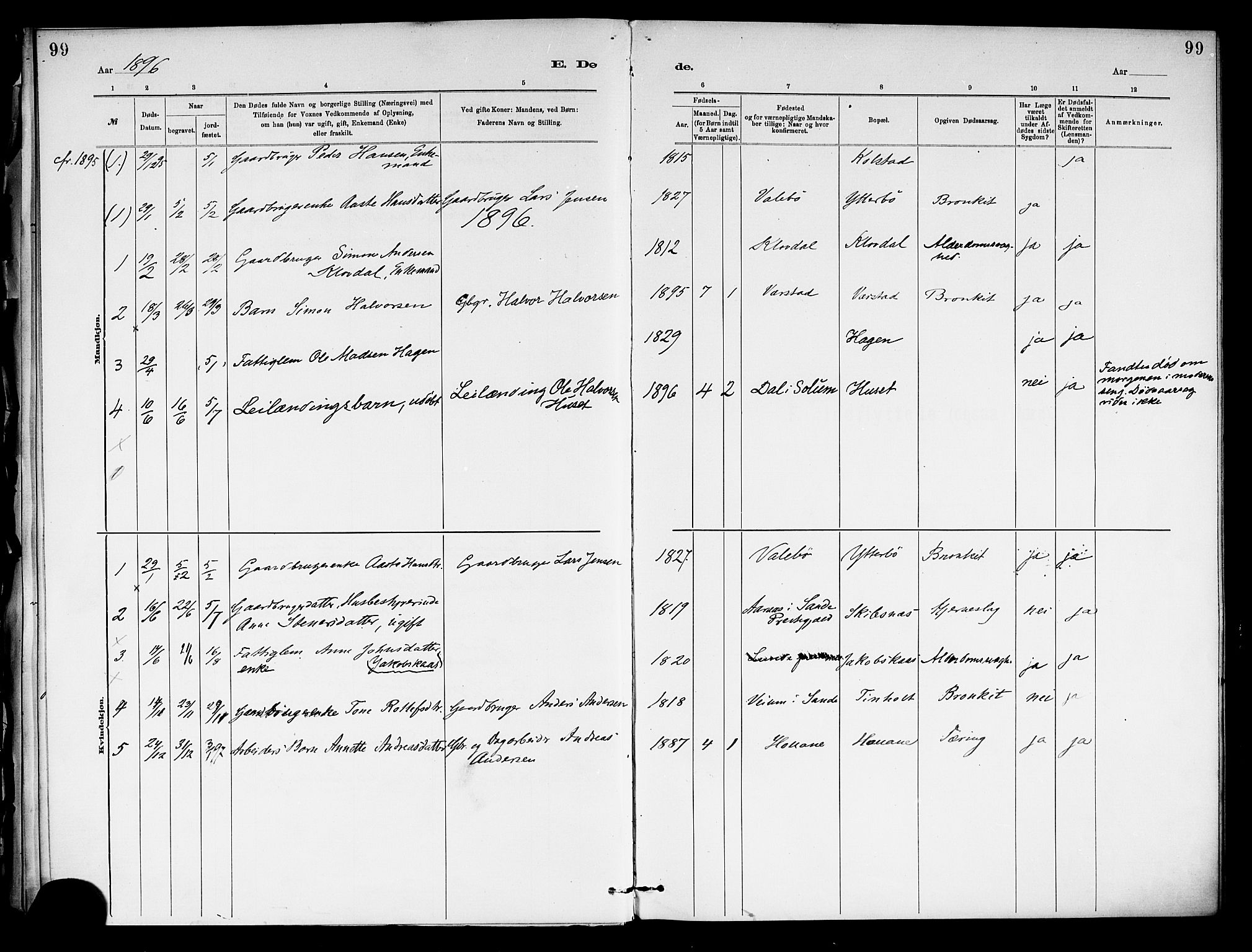 Holla kirkebøker, SAKO/A-272/F/Fa/L0009: Parish register (official) no. 9, 1881-1897, p. 99