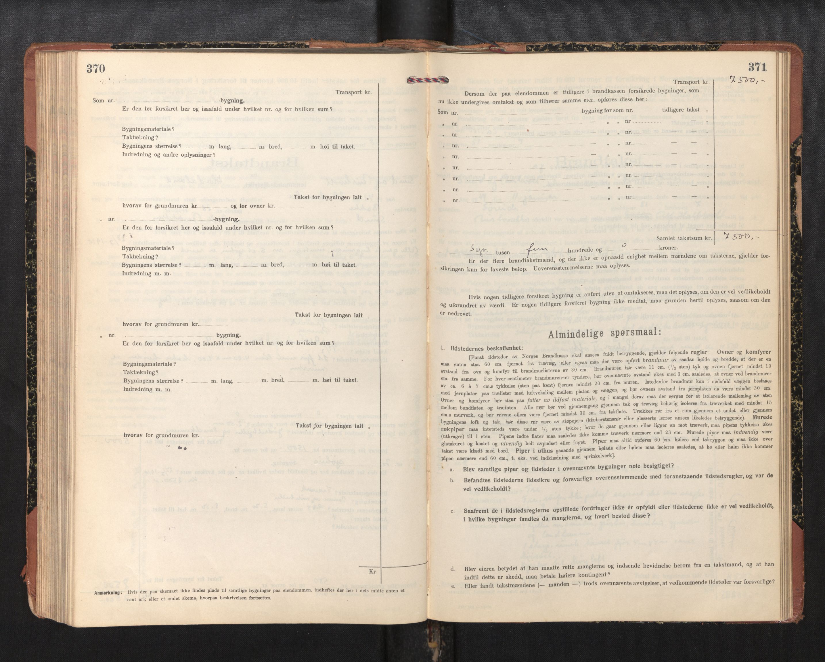 Lensmannen i Sund og Austevoll, SAB/A-35201/0012/L0004: Branntakstprotokoll, skjematakst, 1917-1949, p. 370-371