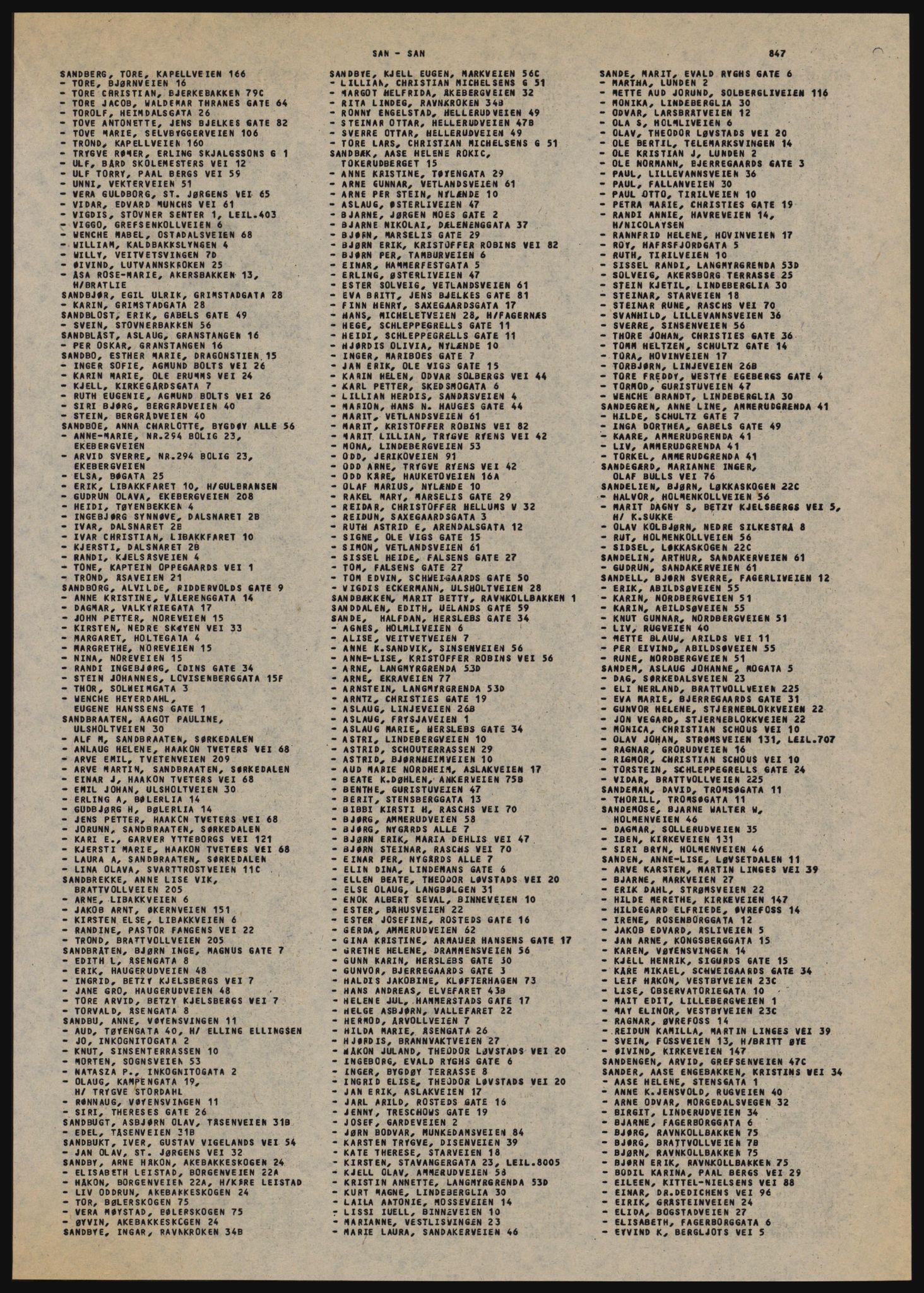 Kristiania/Oslo adressebok, PUBL/-, 1984-1985, p. 847