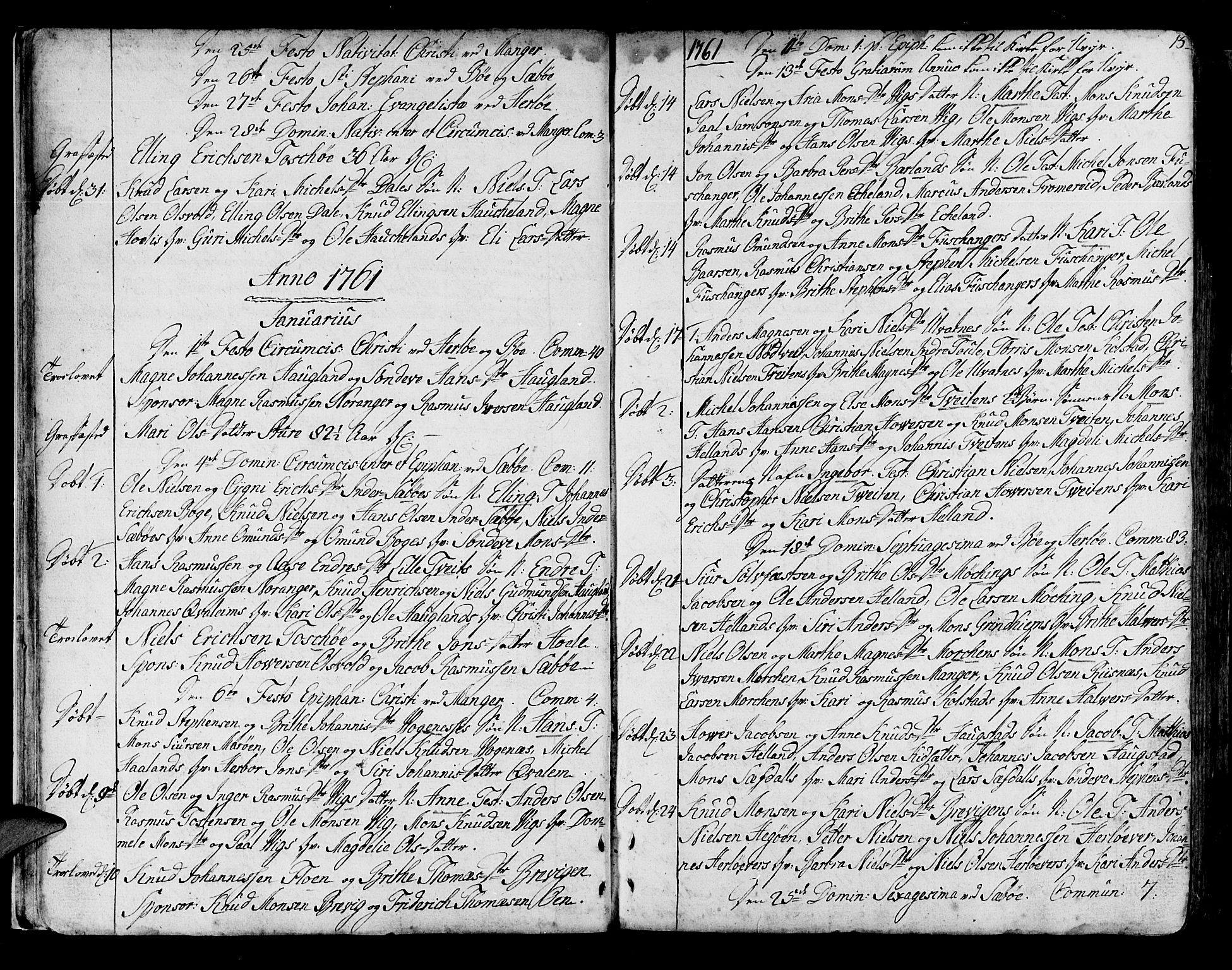 Manger sokneprestembete, SAB/A-76801/H/Haa: Parish register (official) no. A 1, 1759-1791, p. 15