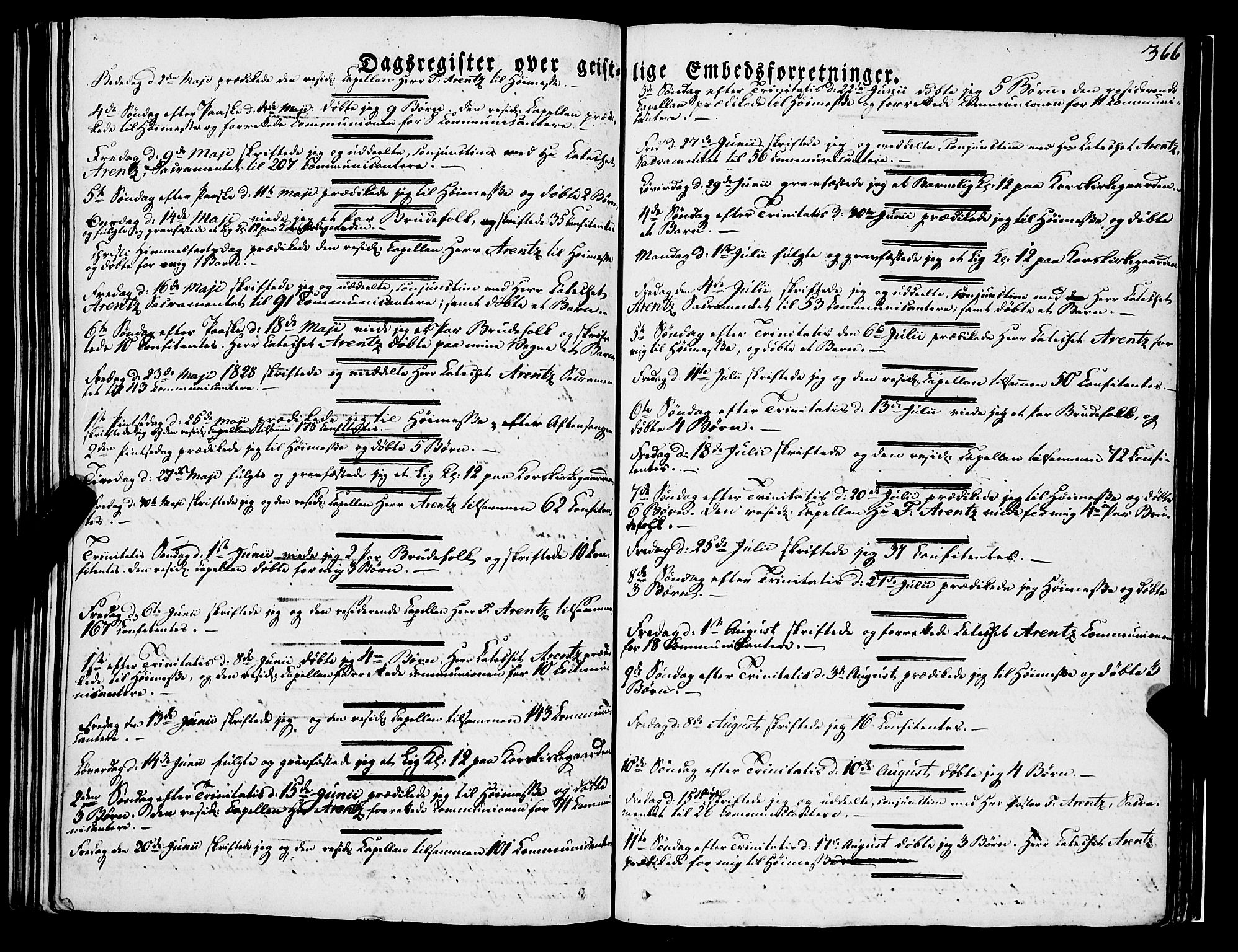 Korskirken sokneprestembete, SAB/A-76101/H/Haa/L0050: Parish register (official) no. F 1, 1821-1869, p. 366