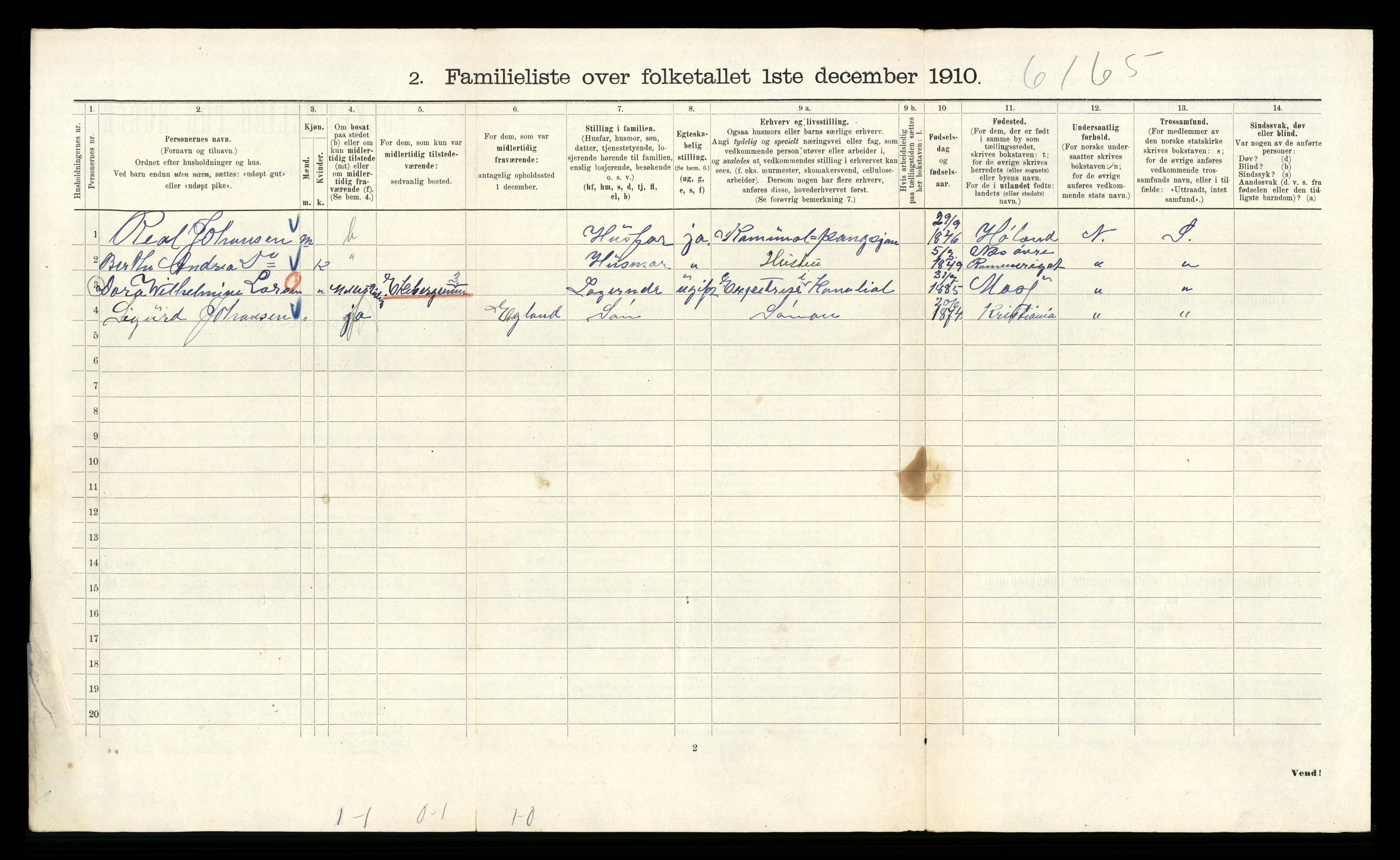 RA, 1910 census for Kristiania, 1910, p. 2300