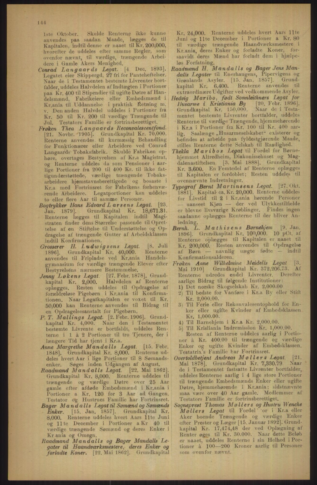 Kristiania/Oslo adressebok, PUBL/-, 1911, p. 144