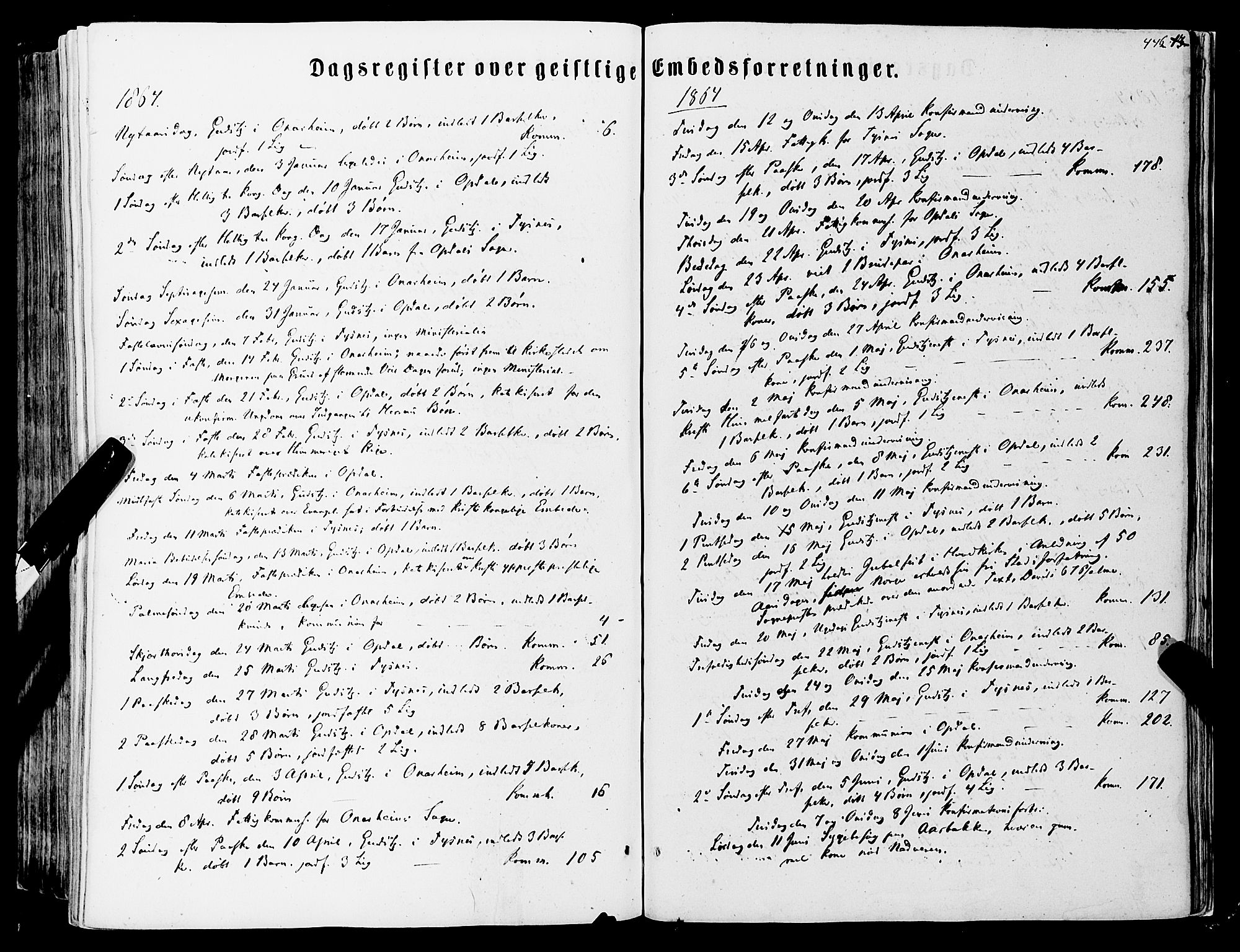 Tysnes sokneprestembete, SAB/A-78601/H/Haa: Parish register (official) no. A 11, 1860-1871, p. 446