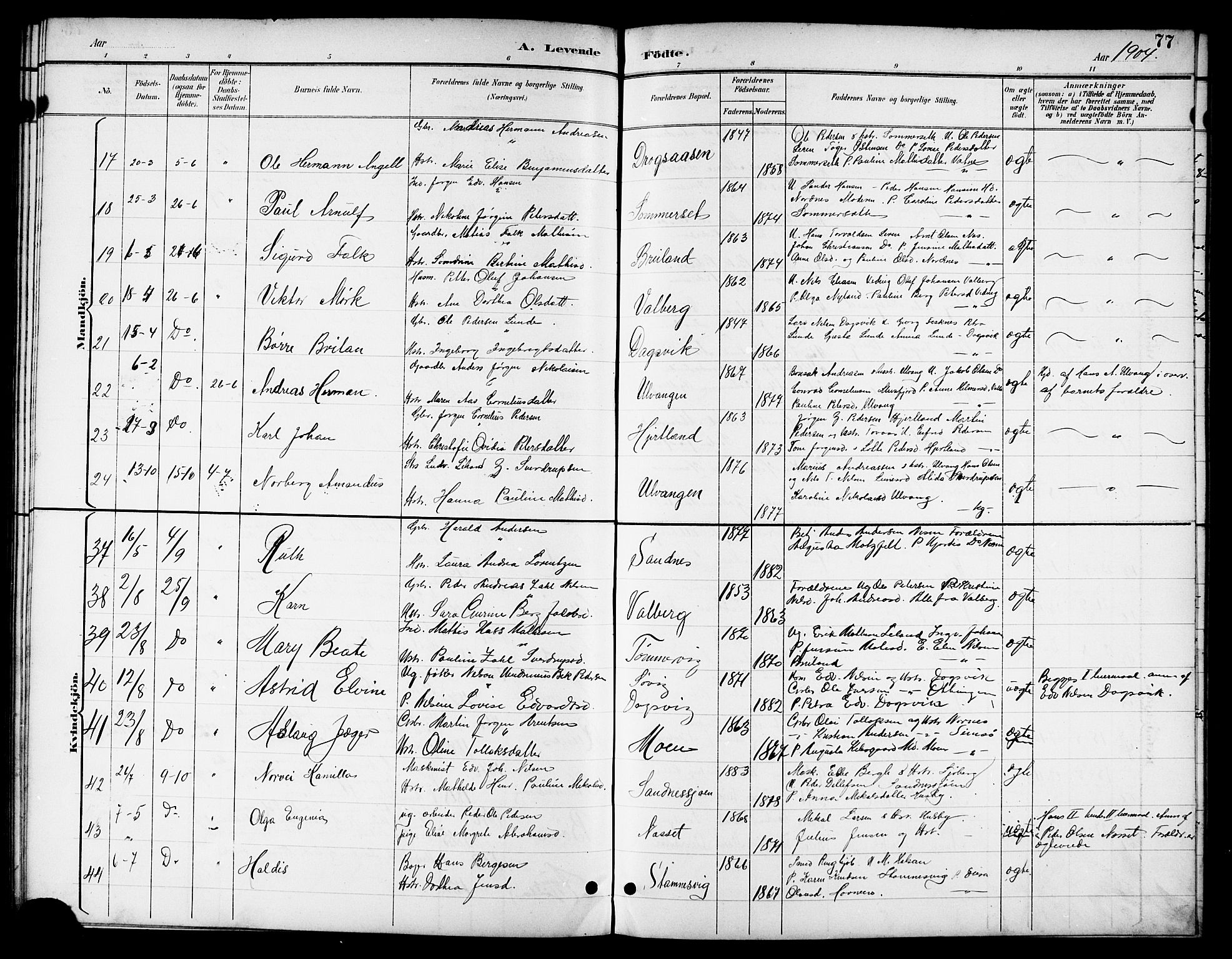 Ministerialprotokoller, klokkerbøker og fødselsregistre - Nordland, AV/SAT-A-1459/831/L0478: Parish register (copy) no. 831C05, 1892-1909, p. 77