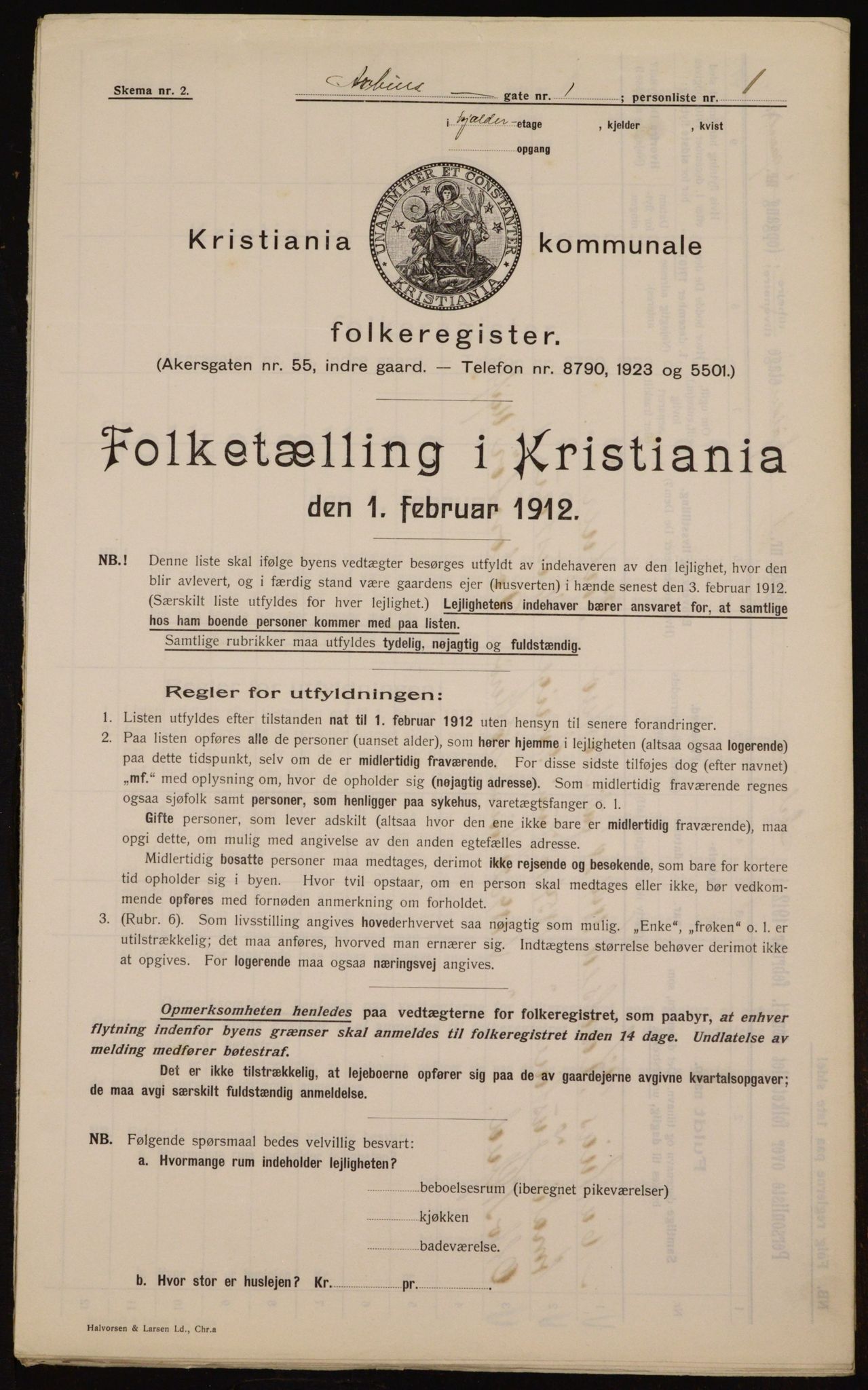 OBA, Municipal Census 1912 for Kristiania, 1912, p. 1419