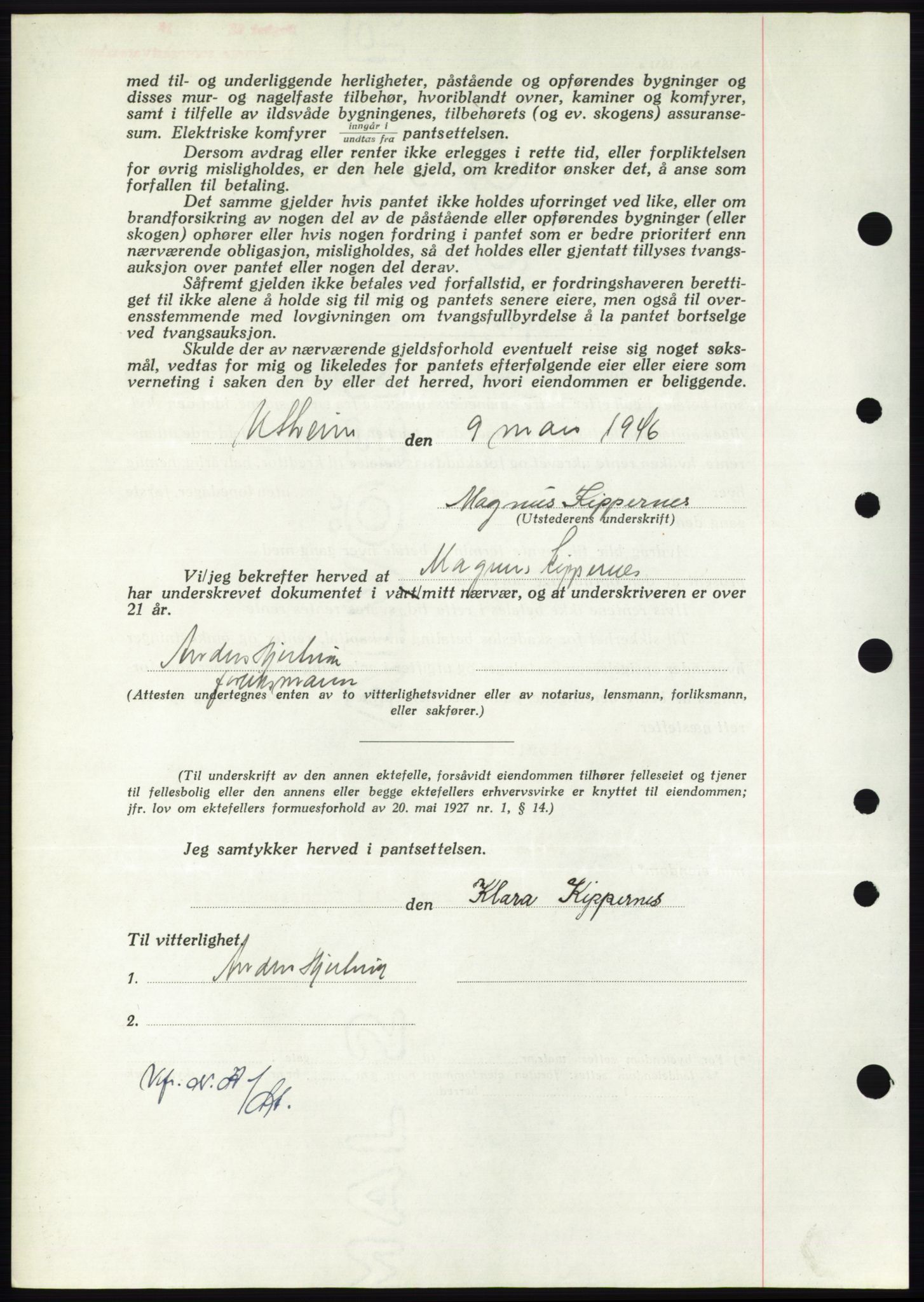 Nordmøre sorenskriveri, AV/SAT-A-4132/1/2/2Ca: Mortgage book no. B93b, 1946-1946, Diary no: : 472/1946