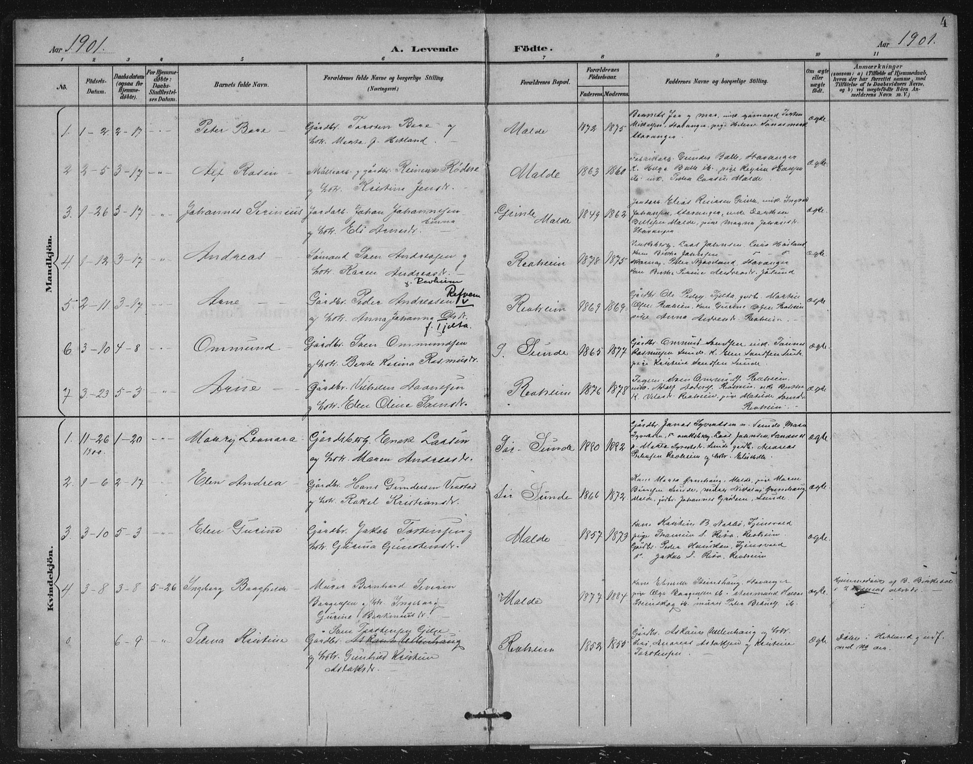 Håland sokneprestkontor, AV/SAST-A-101802/002/B/L0001: Parish register (official) no. A 13, 1901-1923, p. 4