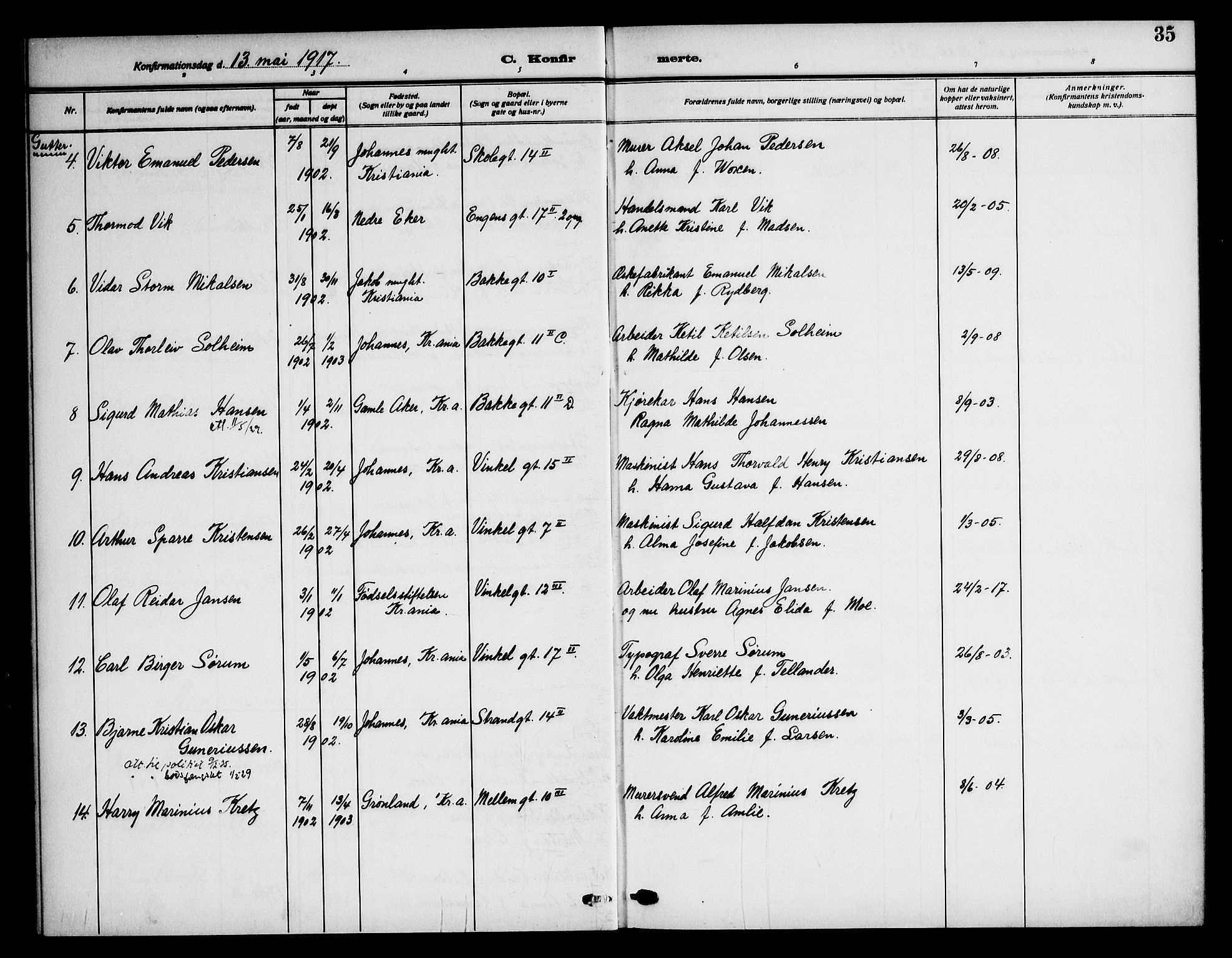 Piperviken prestekontor Kirkebøker, AV/SAO-A-10874/F/L0001: Parish register (official) no. 1, 1911-1958, p. 35