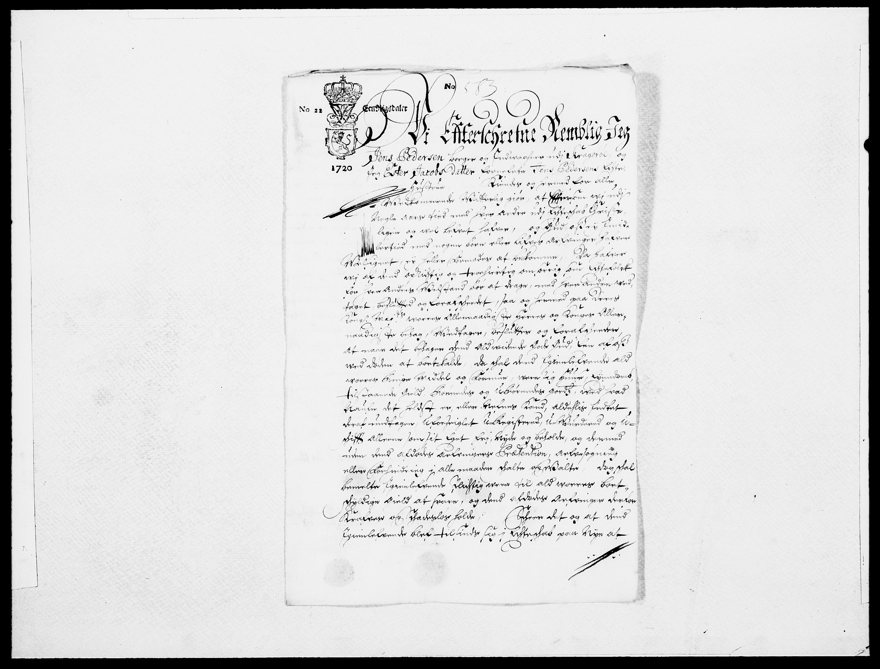 Danske Kanselli 1572-1799, RA/EA-3023/F/Fc/Fcc/Fcca/L0087: Norske innlegg 1572-1799, 1720, p. 235