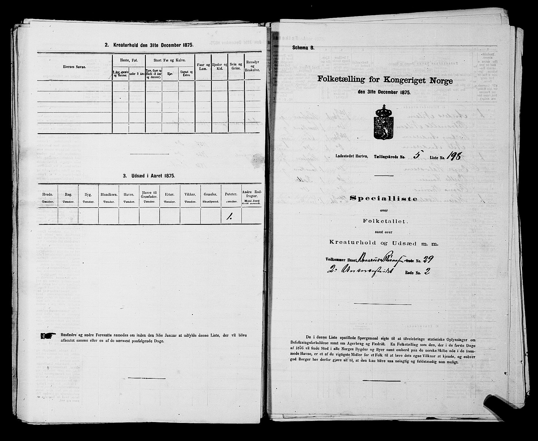 SAKO, 1875 census for 0703P Horten, 1875, p. 458