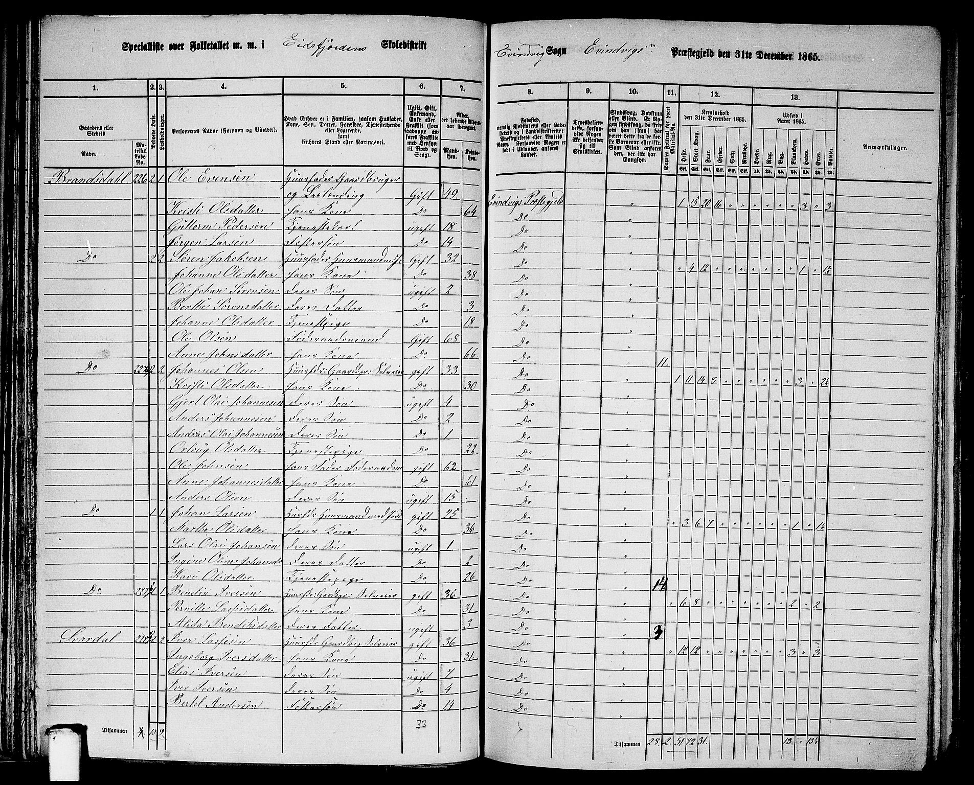 RA, 1865 census for Eivindvik, 1865, p. 63