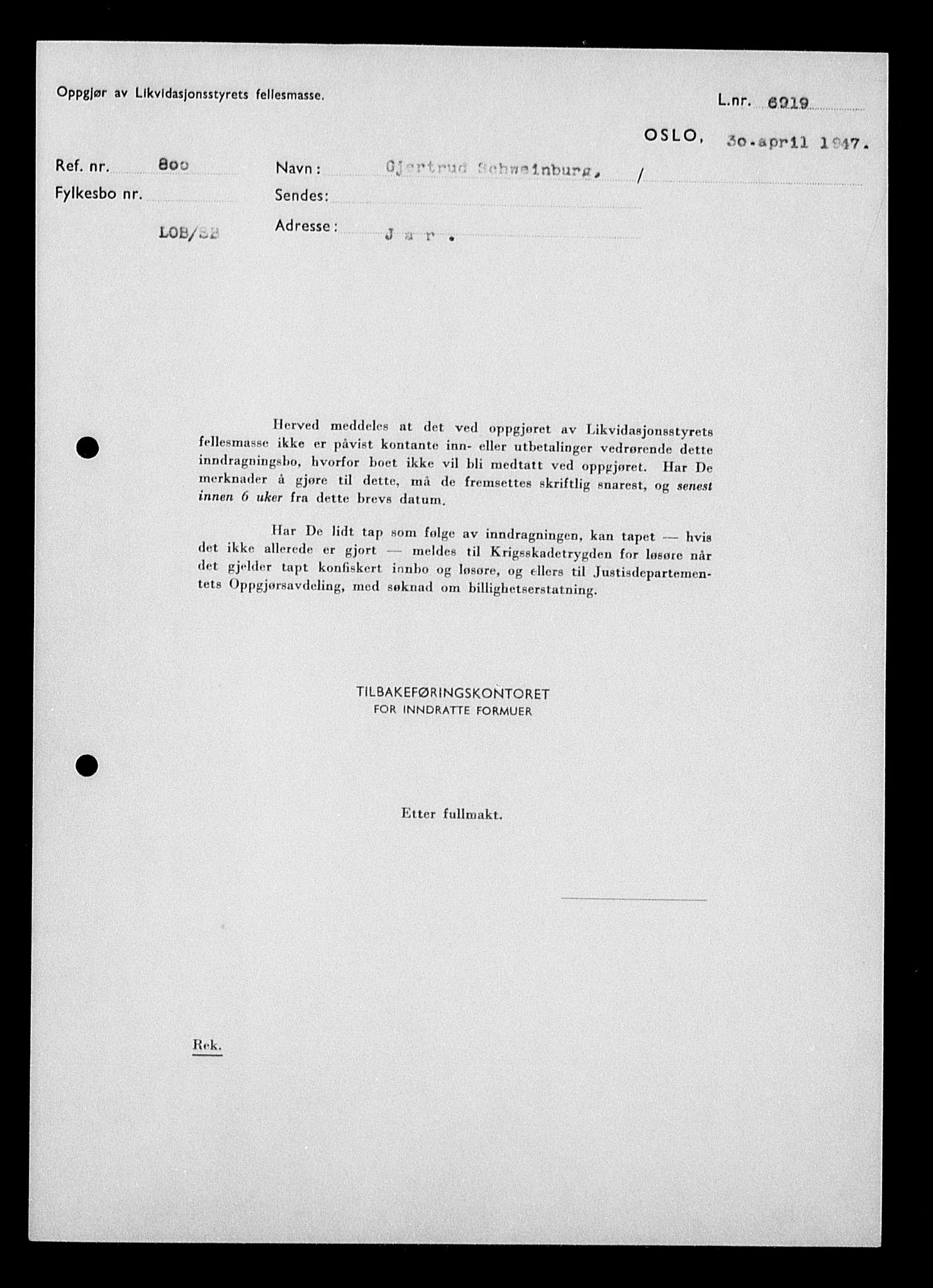 Justisdepartementet, Tilbakeføringskontoret for inndratte formuer, AV/RA-S-1564/H/Hc/Hcc/L0979: --, 1945-1947, p. 504