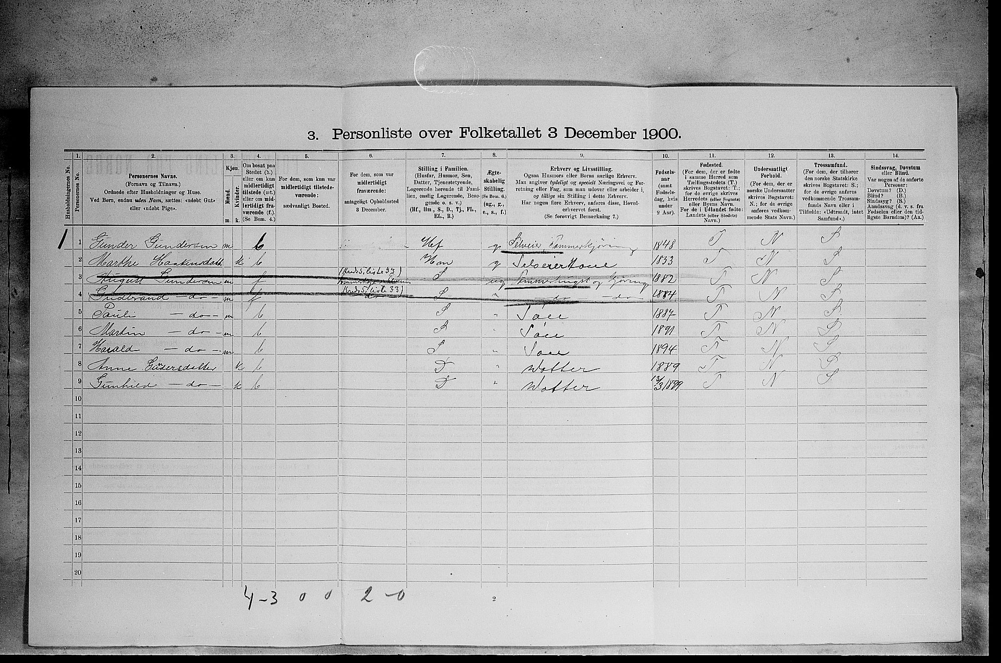 SAH, 1900 census for Elverum, 1900, p. 2493