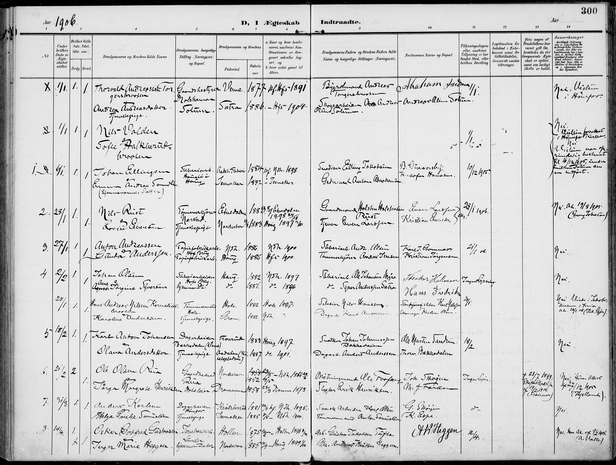 Norderhov kirkebøker, AV/SAKO-A-237/F/Fa/L0017: Parish register (official) no. 17, 1903-1919, p. 300