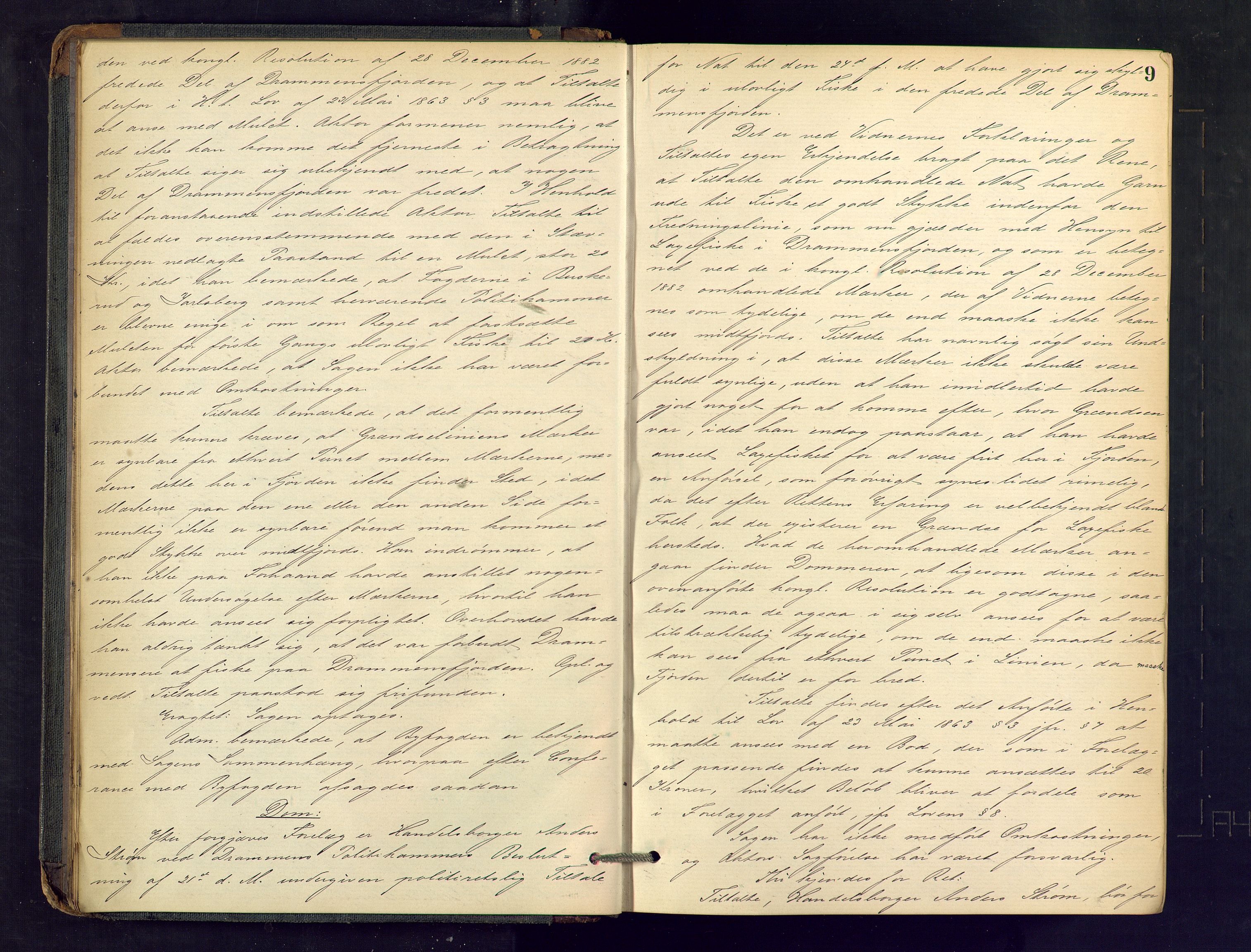 Drammen byfogd, AV/SAKO-A-222/F/Fe/L0023: Ekstrarettsprotokoll, 1885-1891, p. 9