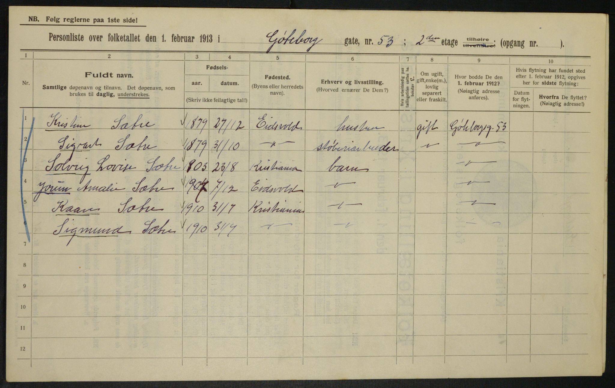 OBA, Municipal Census 1913 for Kristiania, 1913, p. 33335