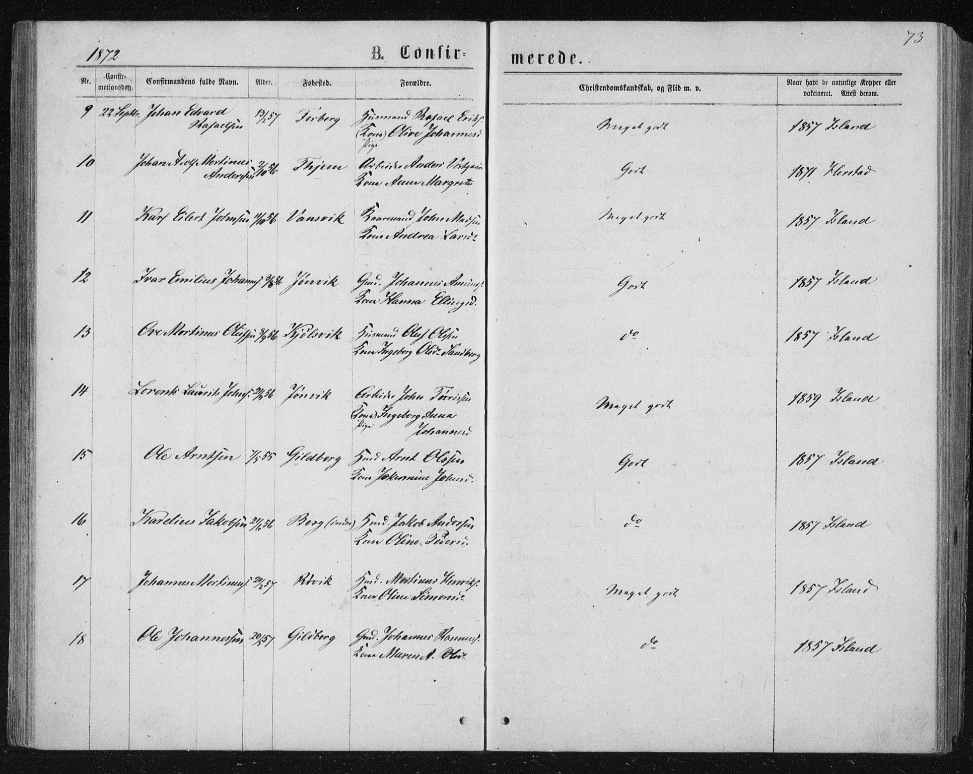 Ministerialprotokoller, klokkerbøker og fødselsregistre - Nord-Trøndelag, AV/SAT-A-1458/722/L0219: Parish register (official) no. 722A06, 1868-1880, p. 73