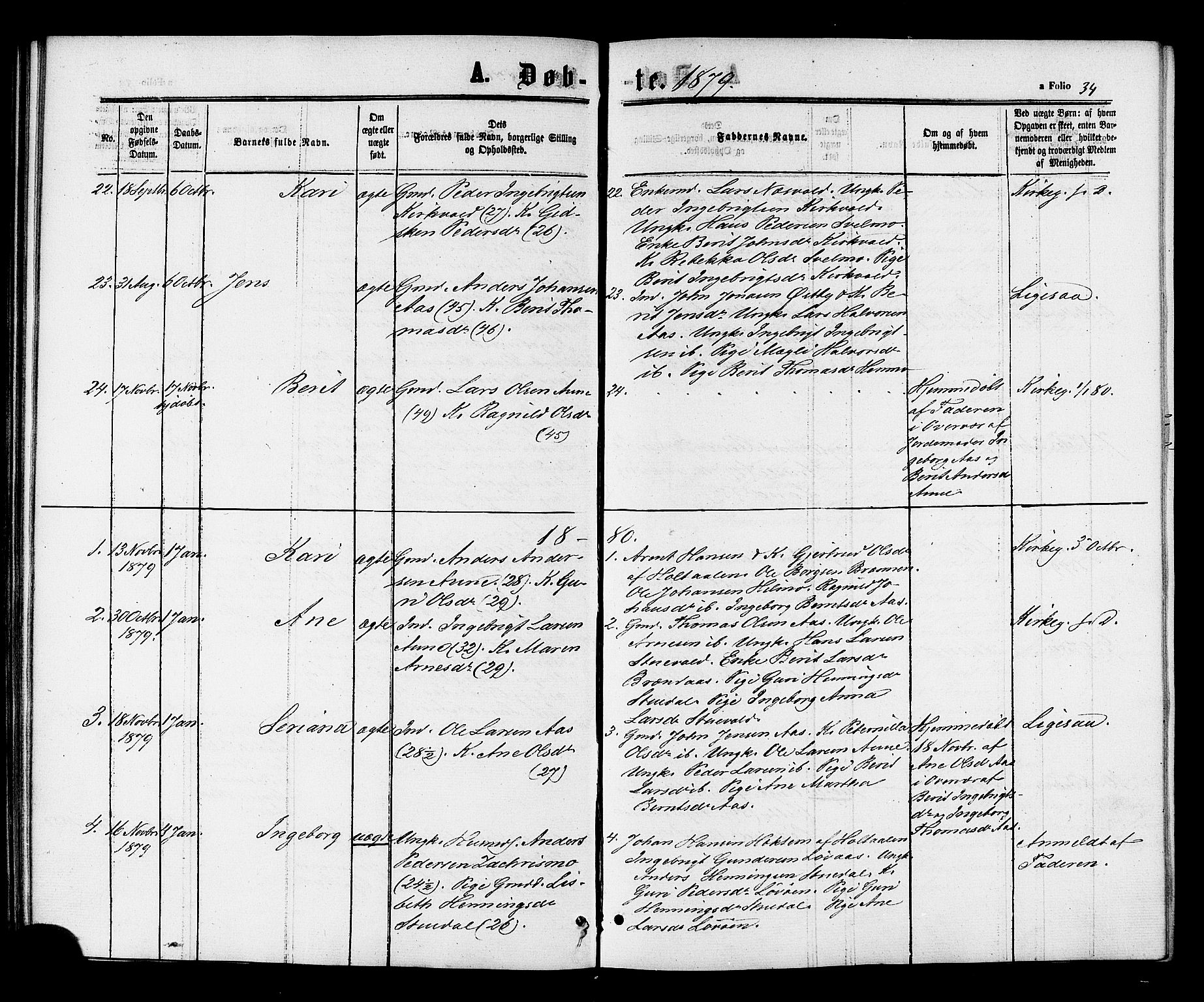 Ministerialprotokoller, klokkerbøker og fødselsregistre - Sør-Trøndelag, AV/SAT-A-1456/698/L1163: Parish register (official) no. 698A01, 1862-1887, p. 34