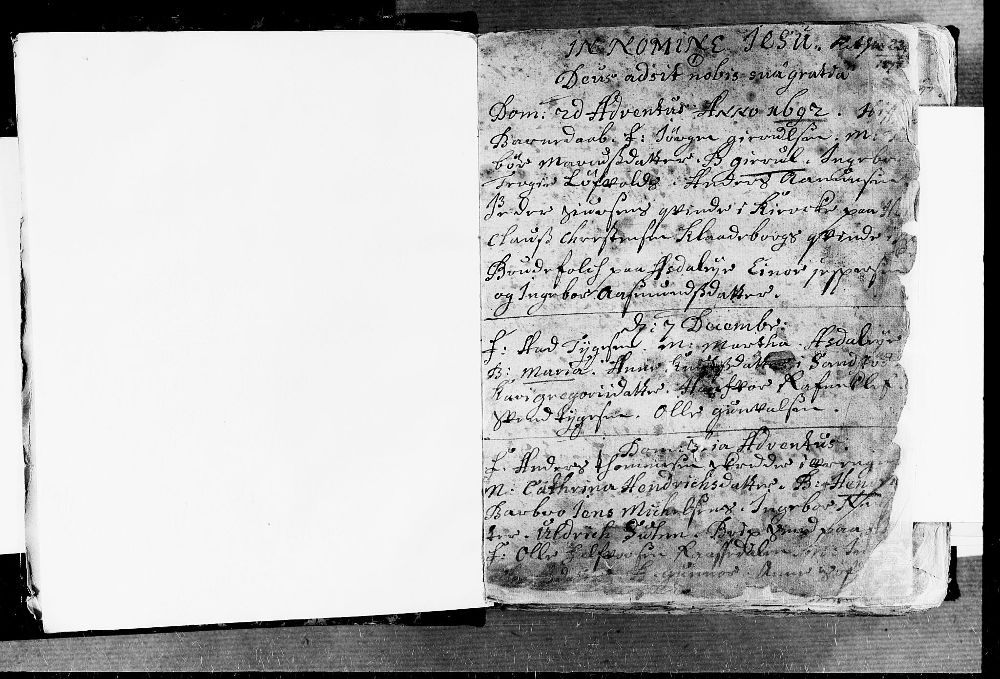 Øyestad sokneprestkontor, SAK/1111-0049/F/Fa/L0002: Parish register (official) no. A 2, 1692-1722, p. 1