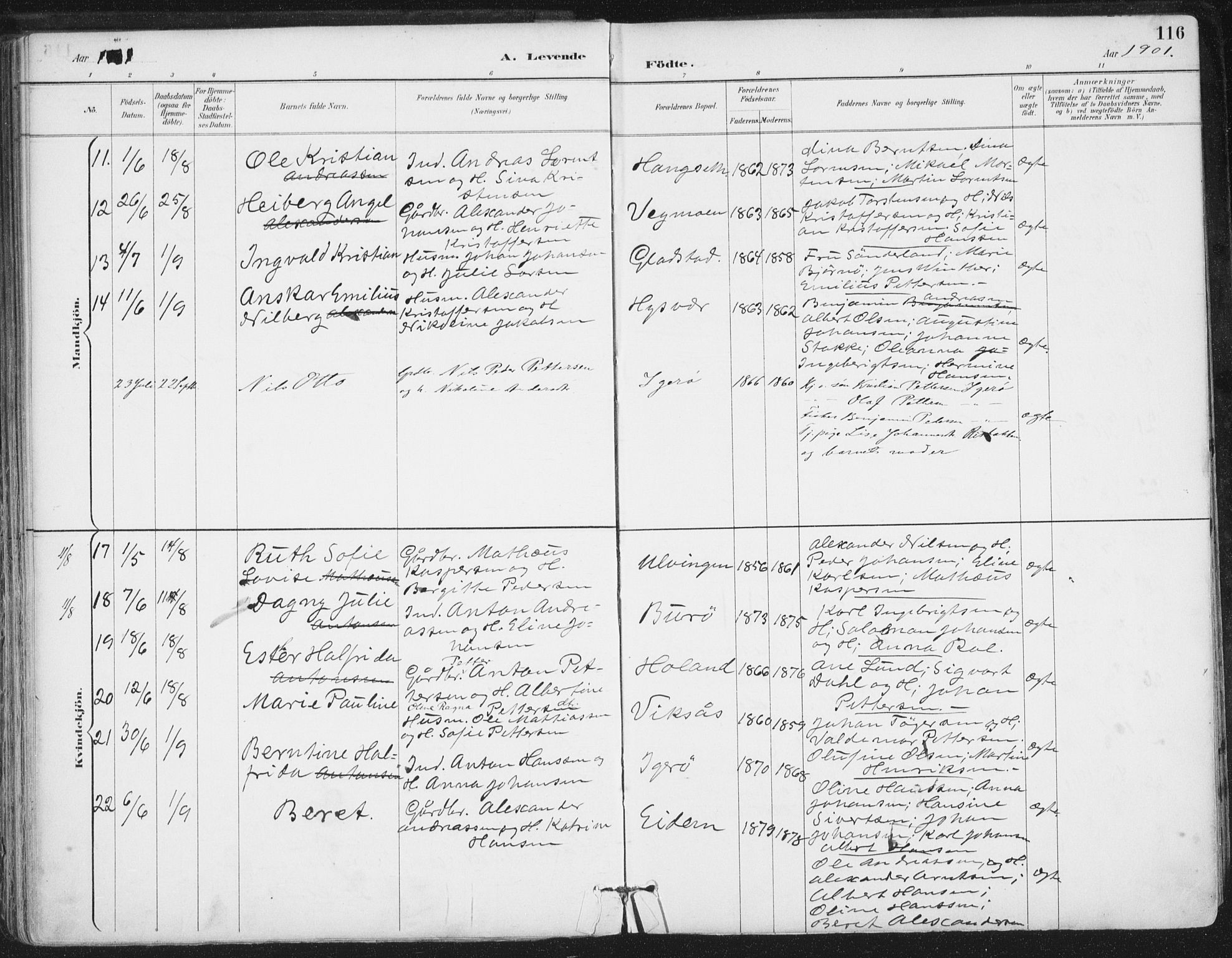 Ministerialprotokoller, klokkerbøker og fødselsregistre - Nordland, AV/SAT-A-1459/816/L0244: Parish register (official) no. 816A10, 1886-1903, p. 116