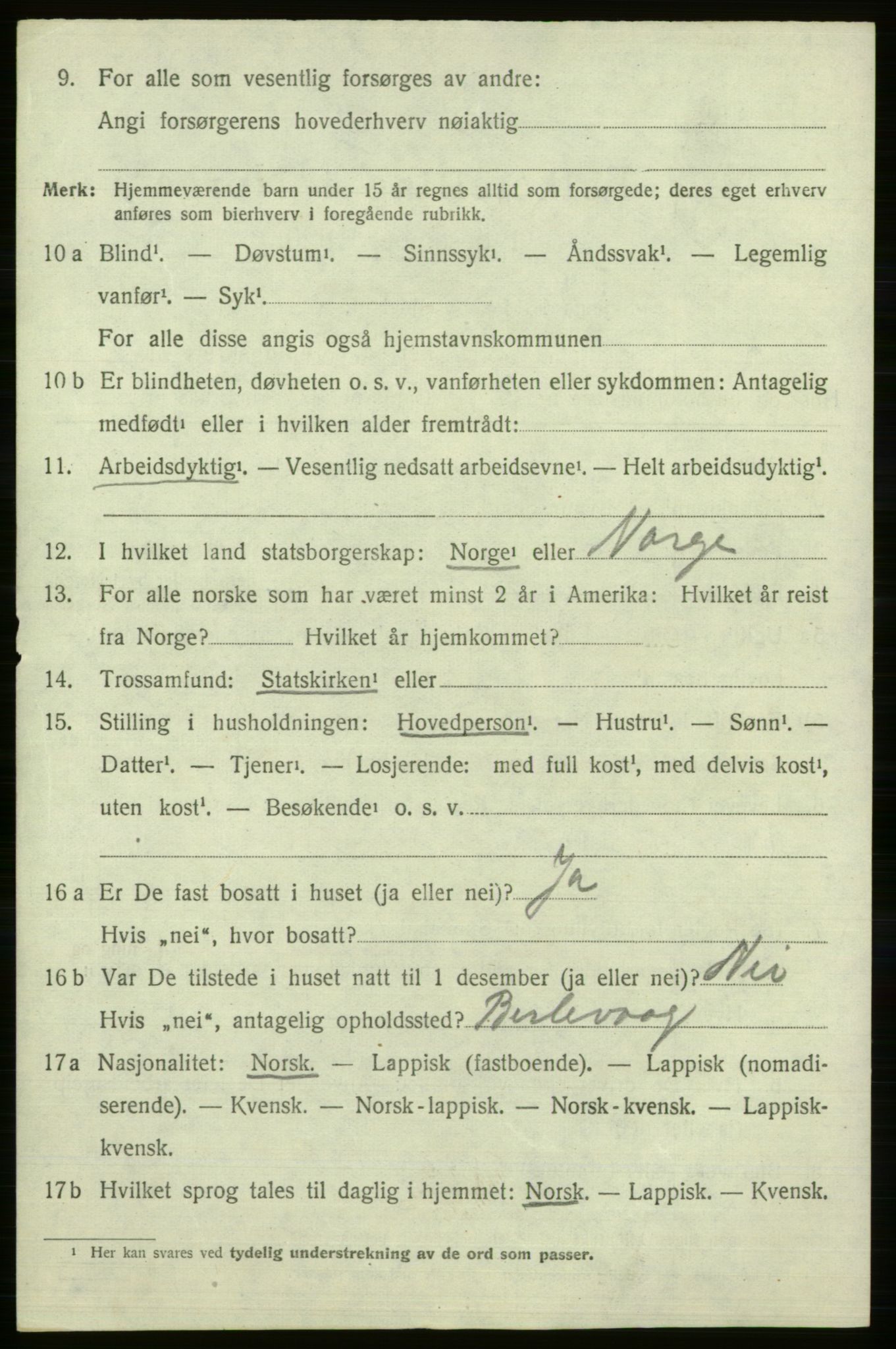 SATØ, 1920 census for Berlevåg, 1920, p. 1524