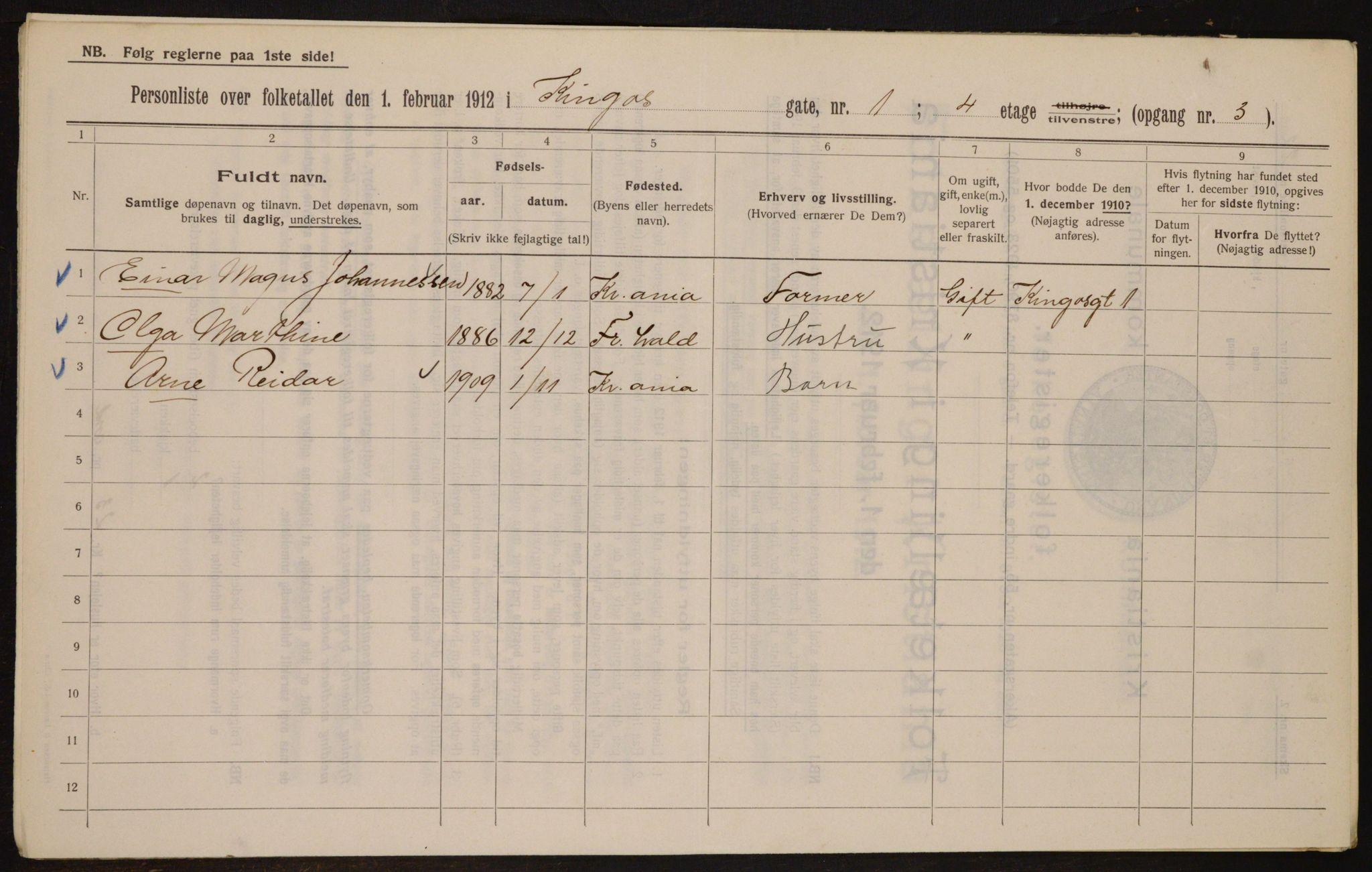 OBA, Municipal Census 1912 for Kristiania, 1912, p. 49778