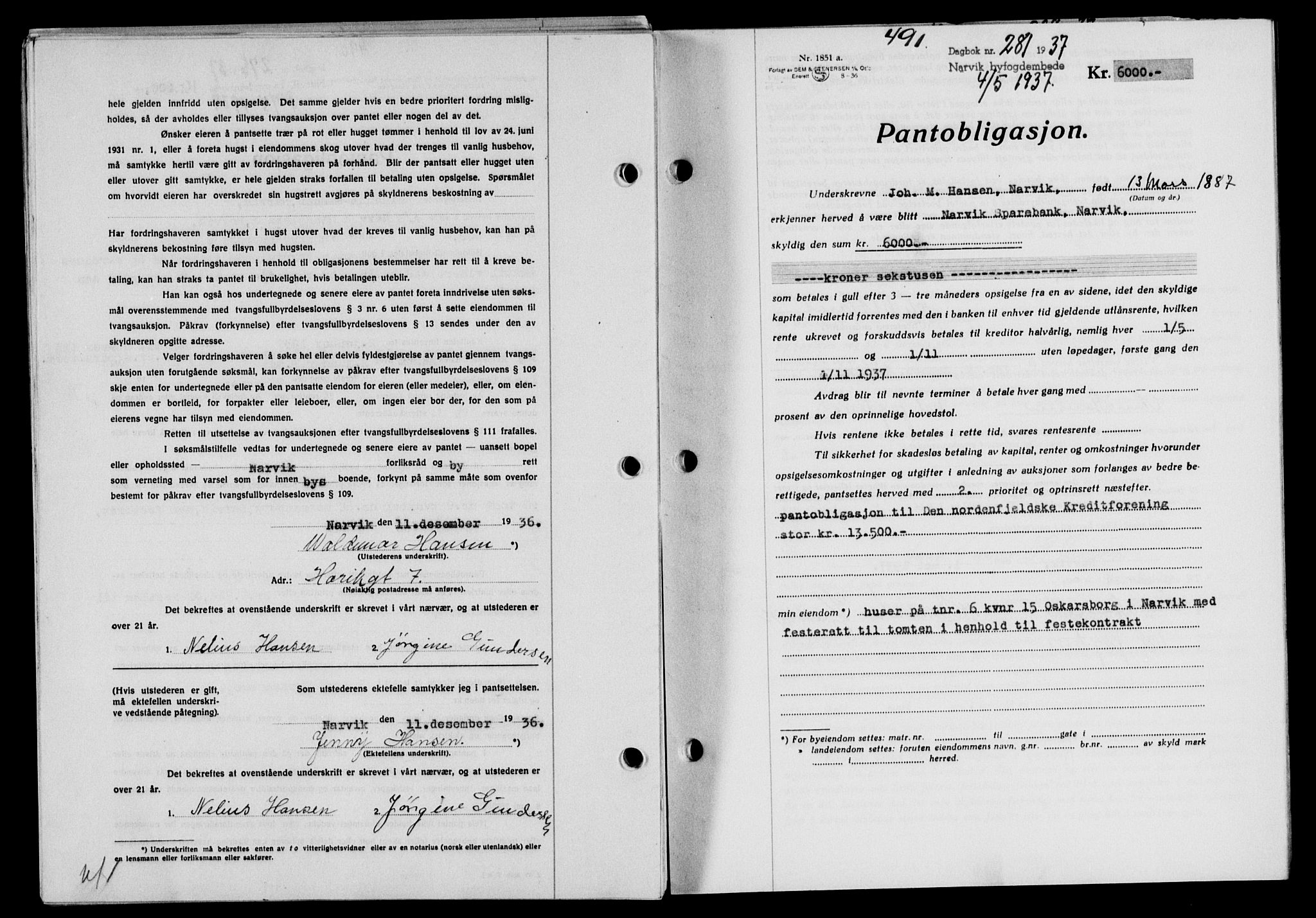 Narvik sorenskriveri, SAT/A-0002/1/2/2C/2Ca/L0011: Mortgage book no. 14, 1935-1937, Deed date: 04.05.1937