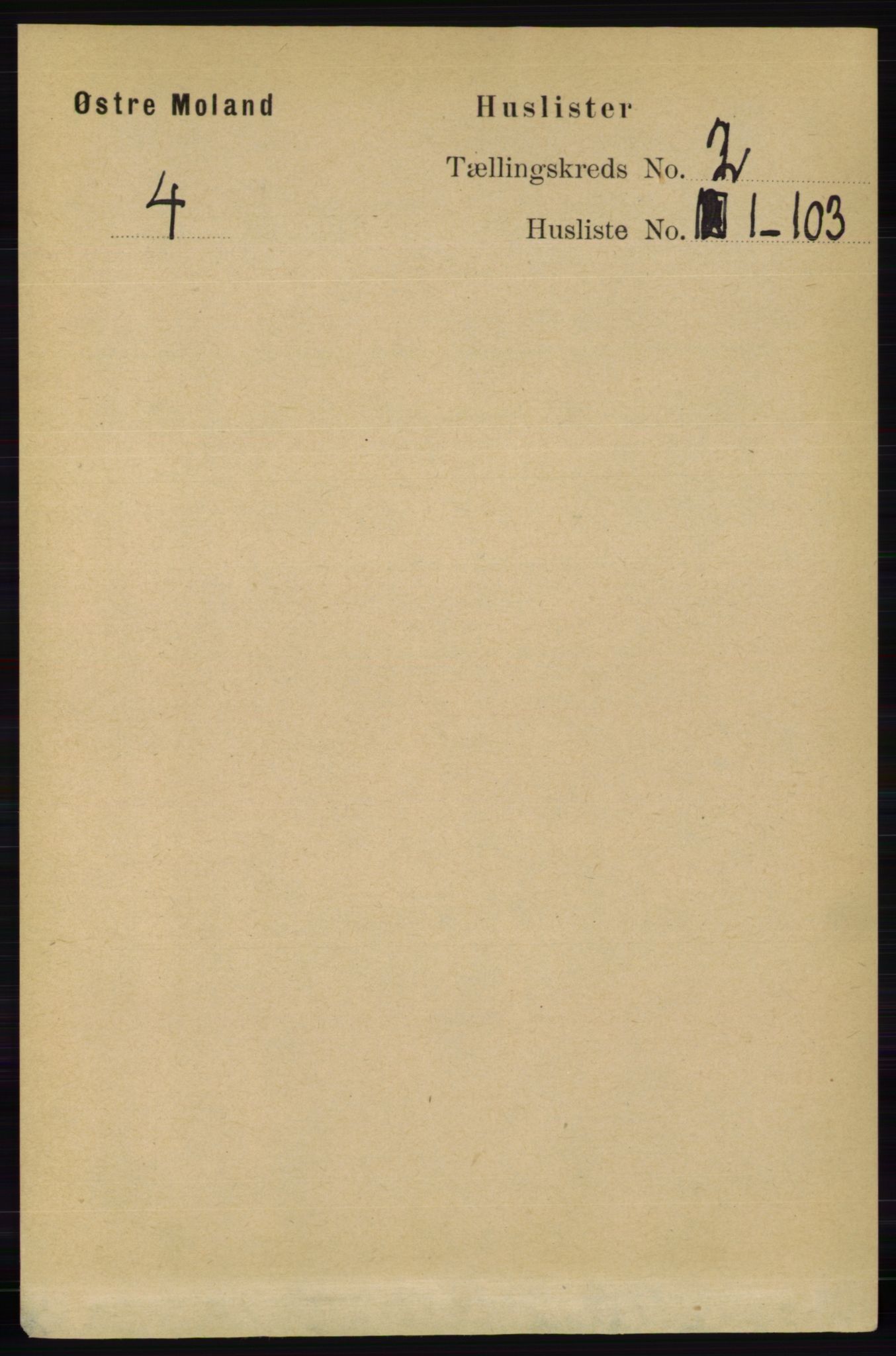 RA, 1891 census for 0918 Austre Moland, 1891, p. 564