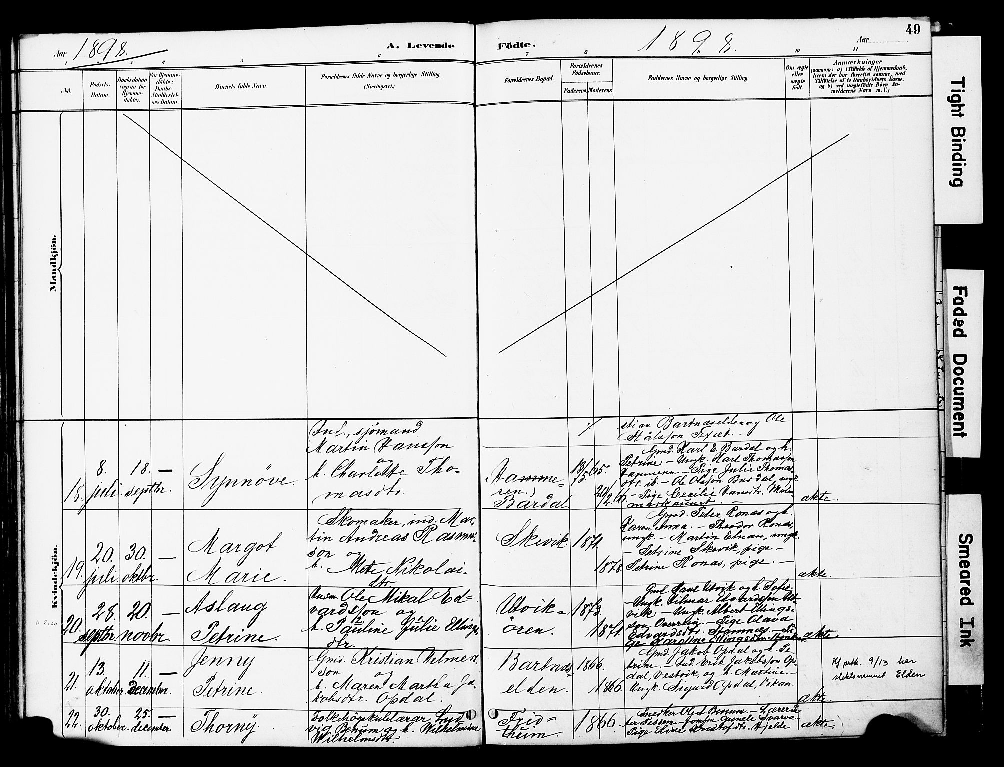 Ministerialprotokoller, klokkerbøker og fødselsregistre - Nord-Trøndelag, SAT/A-1458/741/L0396: Parish register (official) no. 741A10, 1889-1901, p. 49