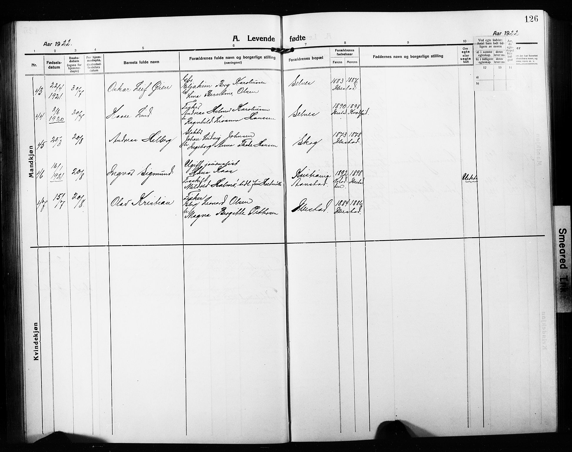 Ibestad sokneprestembete, SATØ/S-0077/H/Ha/Hab/L0010klokker: Parish register (copy) no. 10, 1915-1929, p. 126