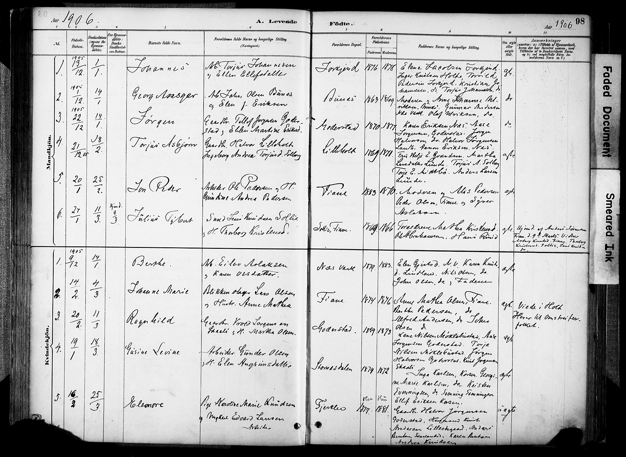 Holt sokneprestkontor, AV/SAK-1111-0021/F/Fa/L0012: Parish register (official) no. A 12, 1885-1907, p. 98