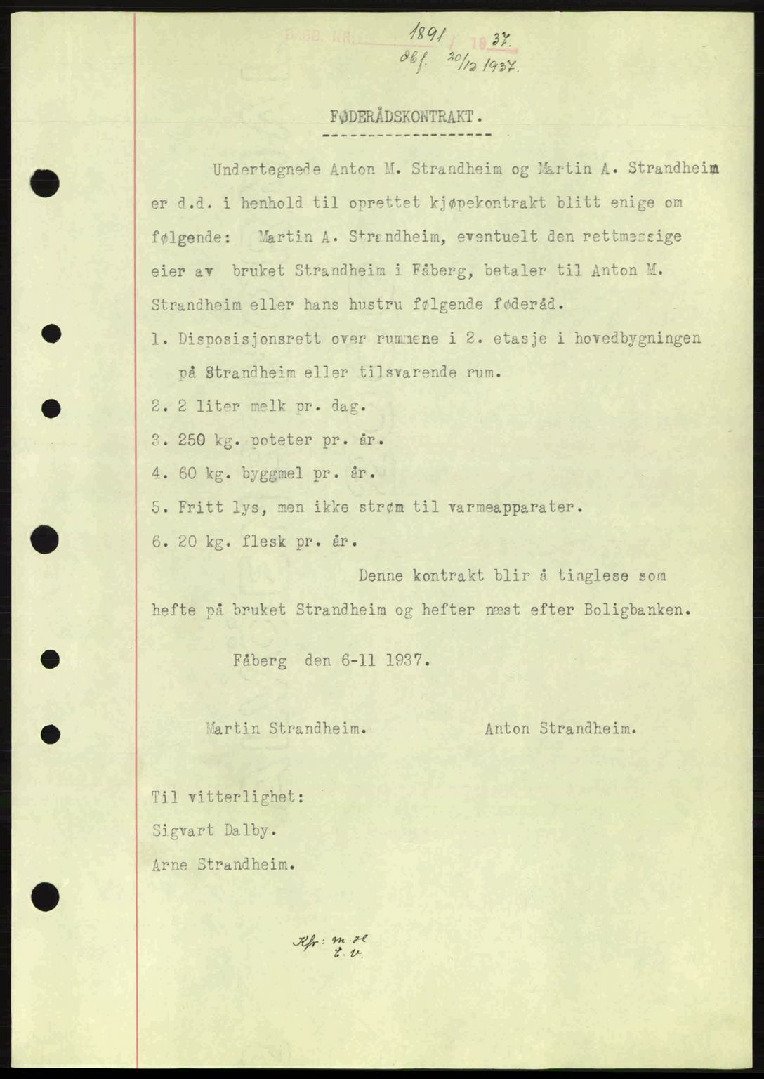 Sør-Gudbrandsdal tingrett, SAH/TING-004/H/Hb/Hbe/L0001: Mortgage book no. B1, 1936-1939, Diary no: : 1891/1937